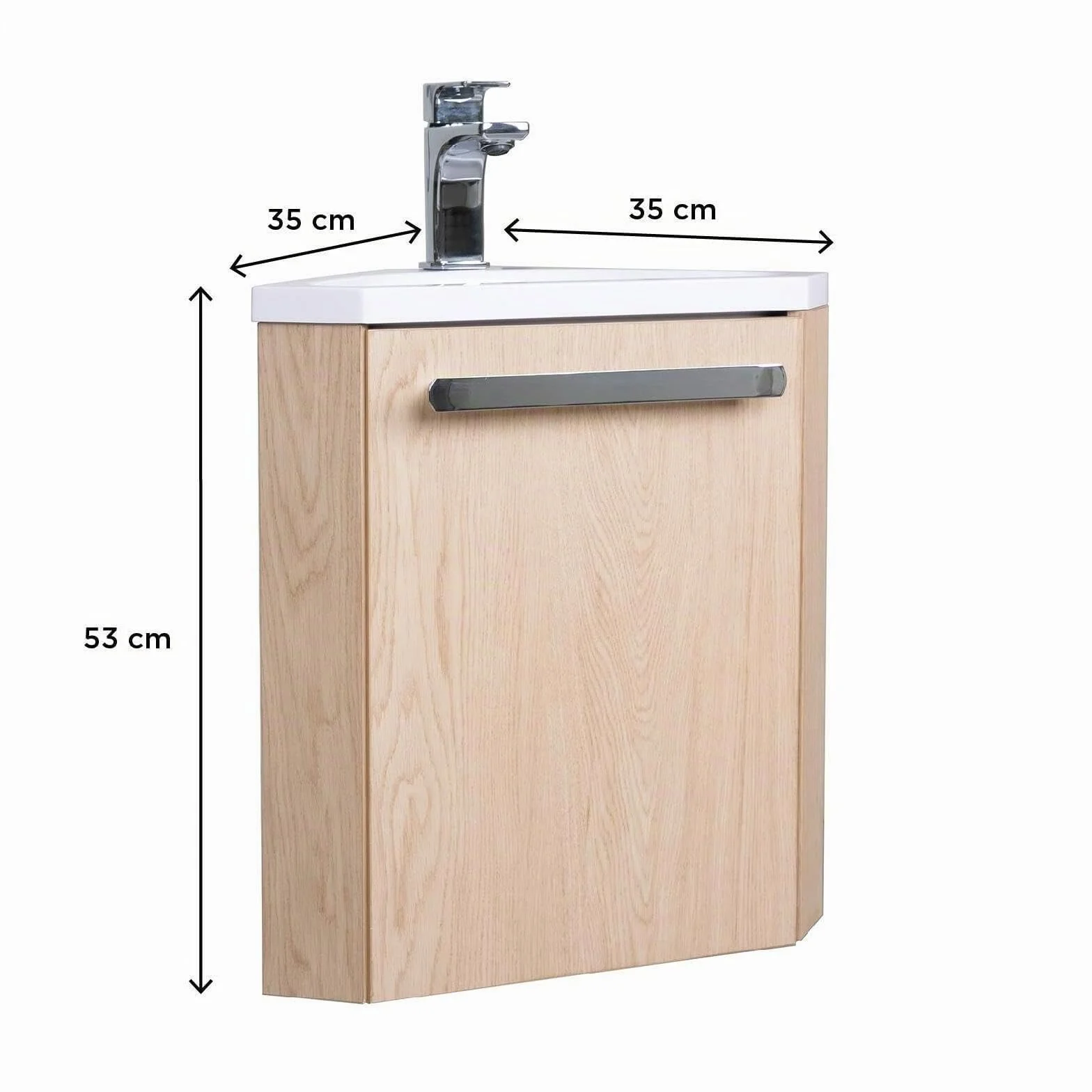 Mob-In Skino - Lavamanos de esquina con lavabo de resina, 35 x 53 x 35 cm