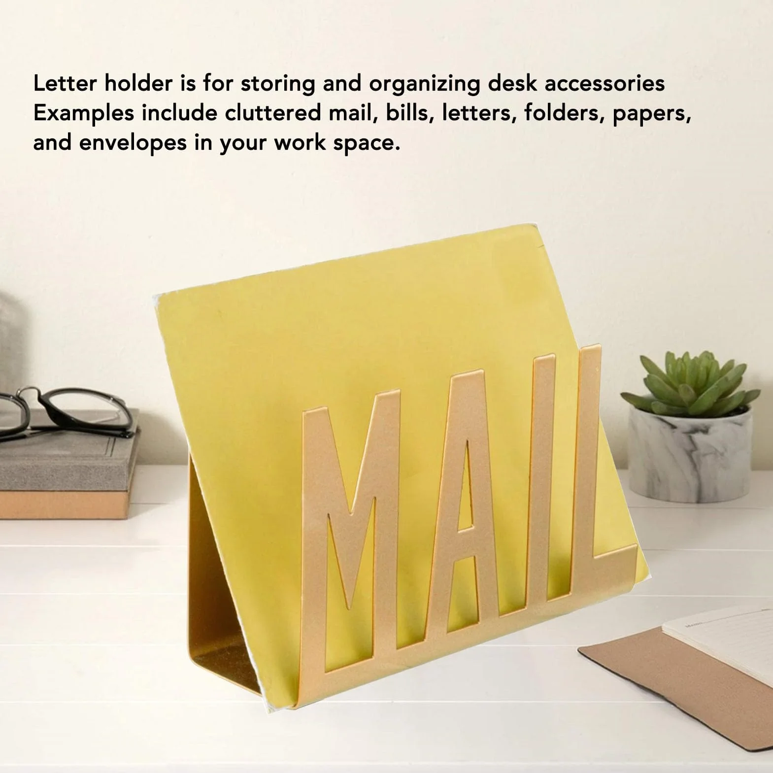 Soporte Organizador de Correo de Metal para Escritorio, Estante de Diseño Hueco para Facturas y Papeles