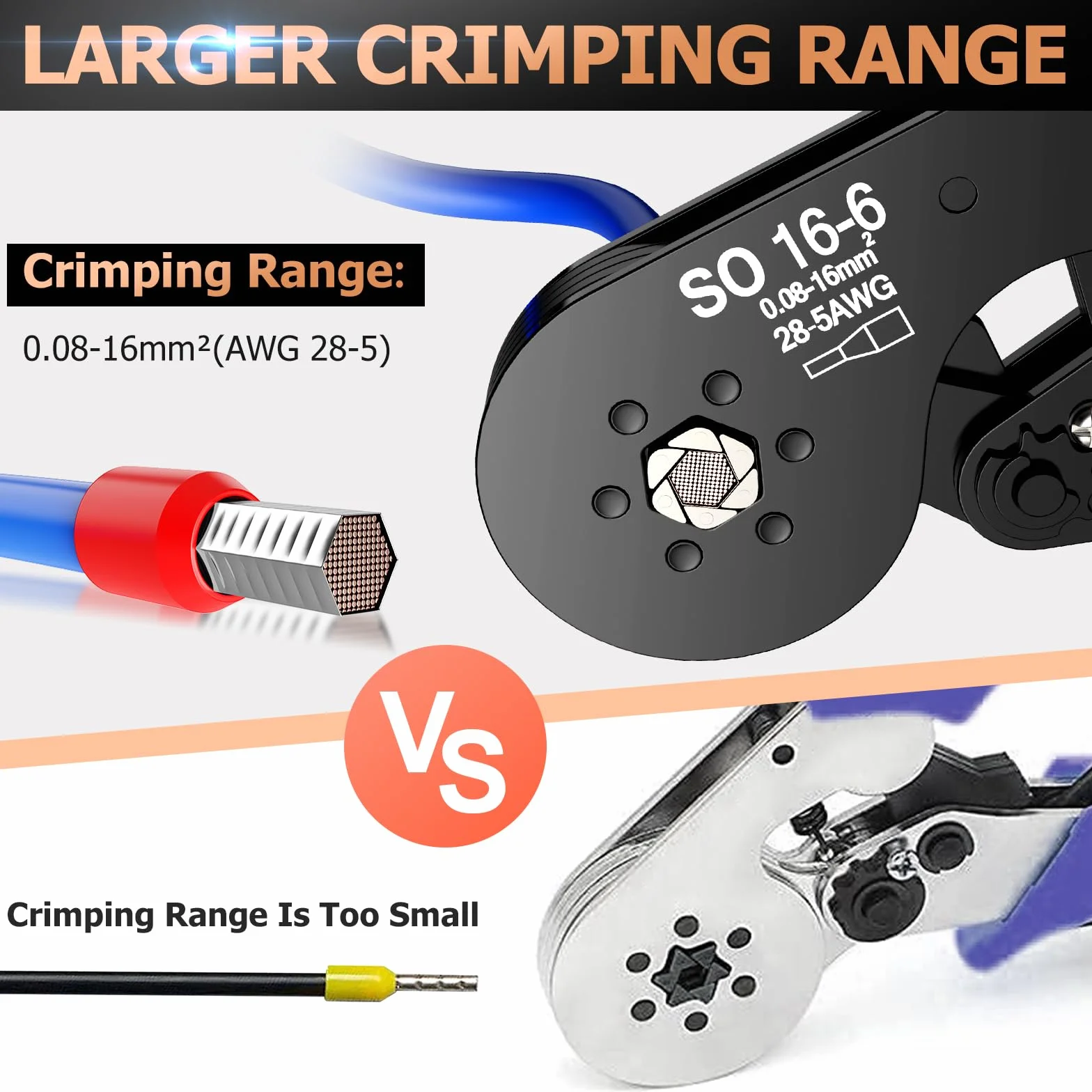 Crimpadora Terminales, alicat para engarzar 0,08-16 mm² Juego de alicat para extremos de cables con 1200 punteras para cables dobles y simples para bricolaje y uso industrial