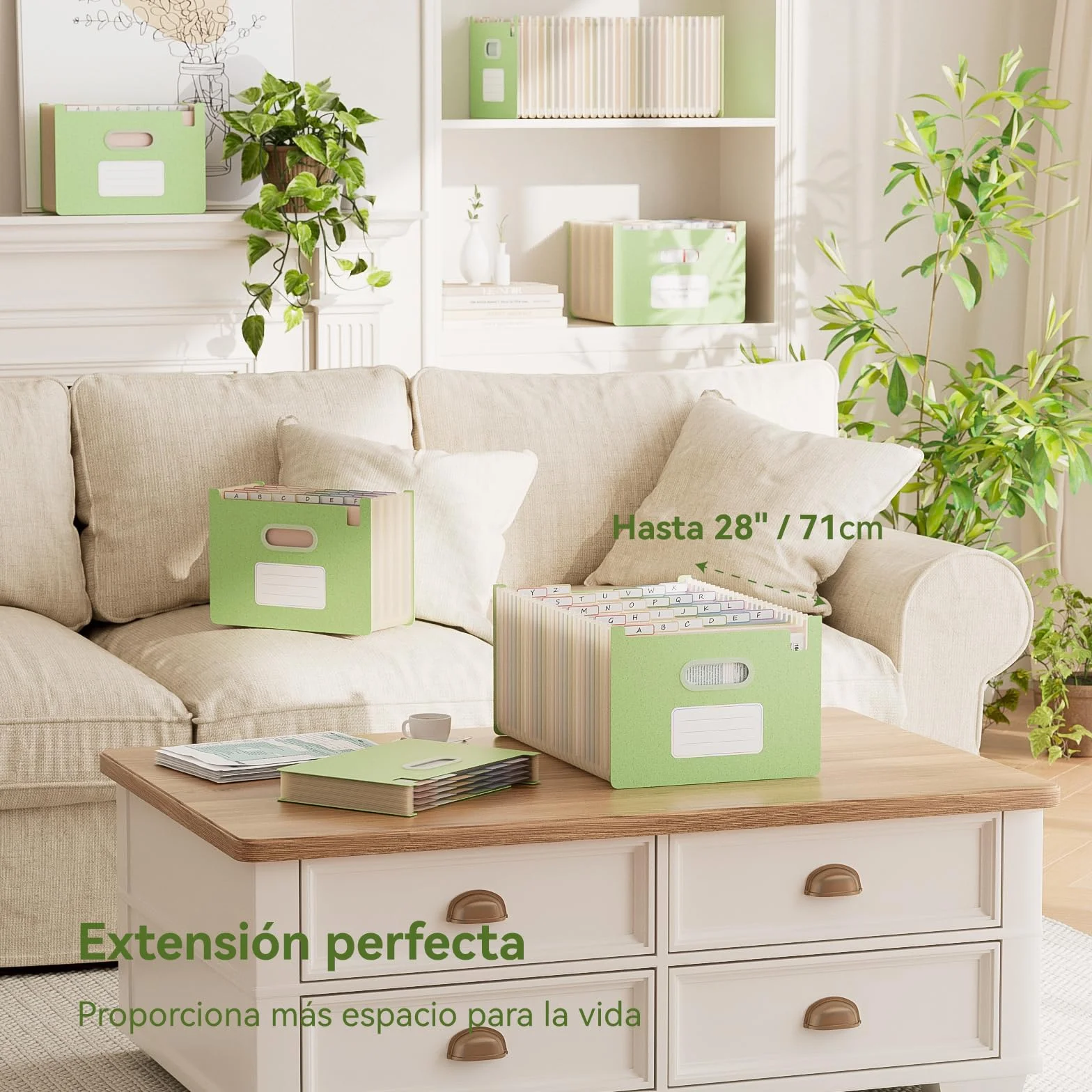 EcoStash Carpeta Clasificadora Acordeón 26 Bolsillos Archivador A4 Paja de Trigo Clasificador Documentos Expandibles Vertical Libre de BPA Verde Menta