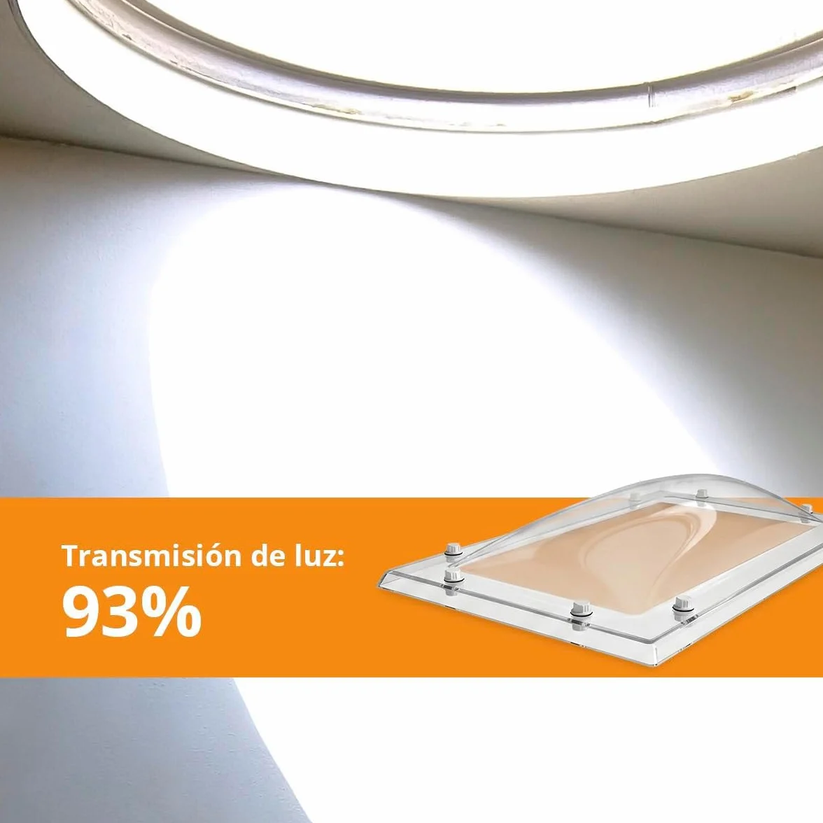 Cúpula Transparente para Claraboya techo Rectangular - Incluye Juntas, Fijaciones y Accesorios de Montaje - Tragaluz - Fabricada en Metacrilato - CxD = 40 x 70 cm - ExF = 54 x 84 cm