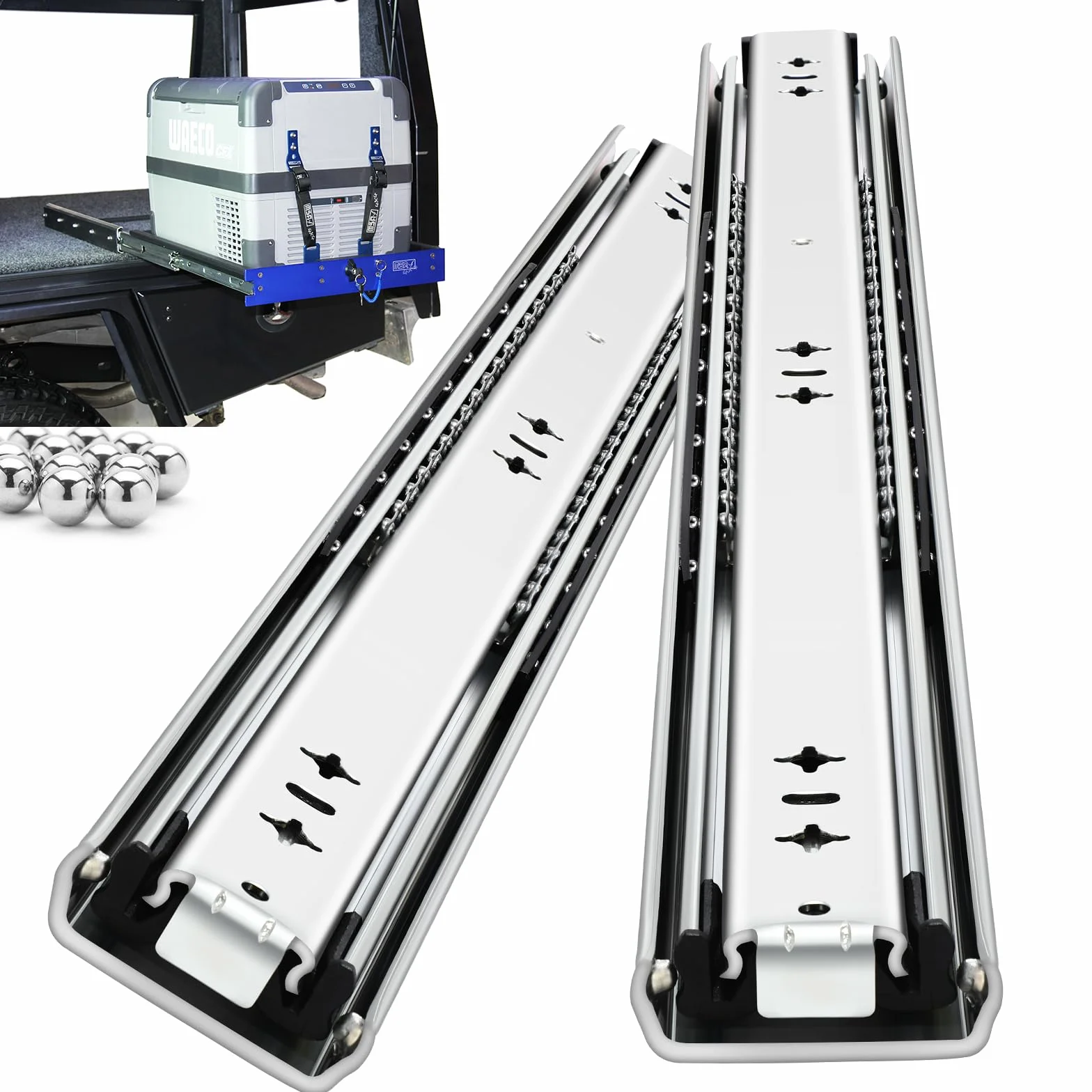 Yenuo - Guías de cajón de extensión completa con rodamientos de bolas de 95.30 kg, rieles de montaje lateral, de alta resistencia, 50,8 cm