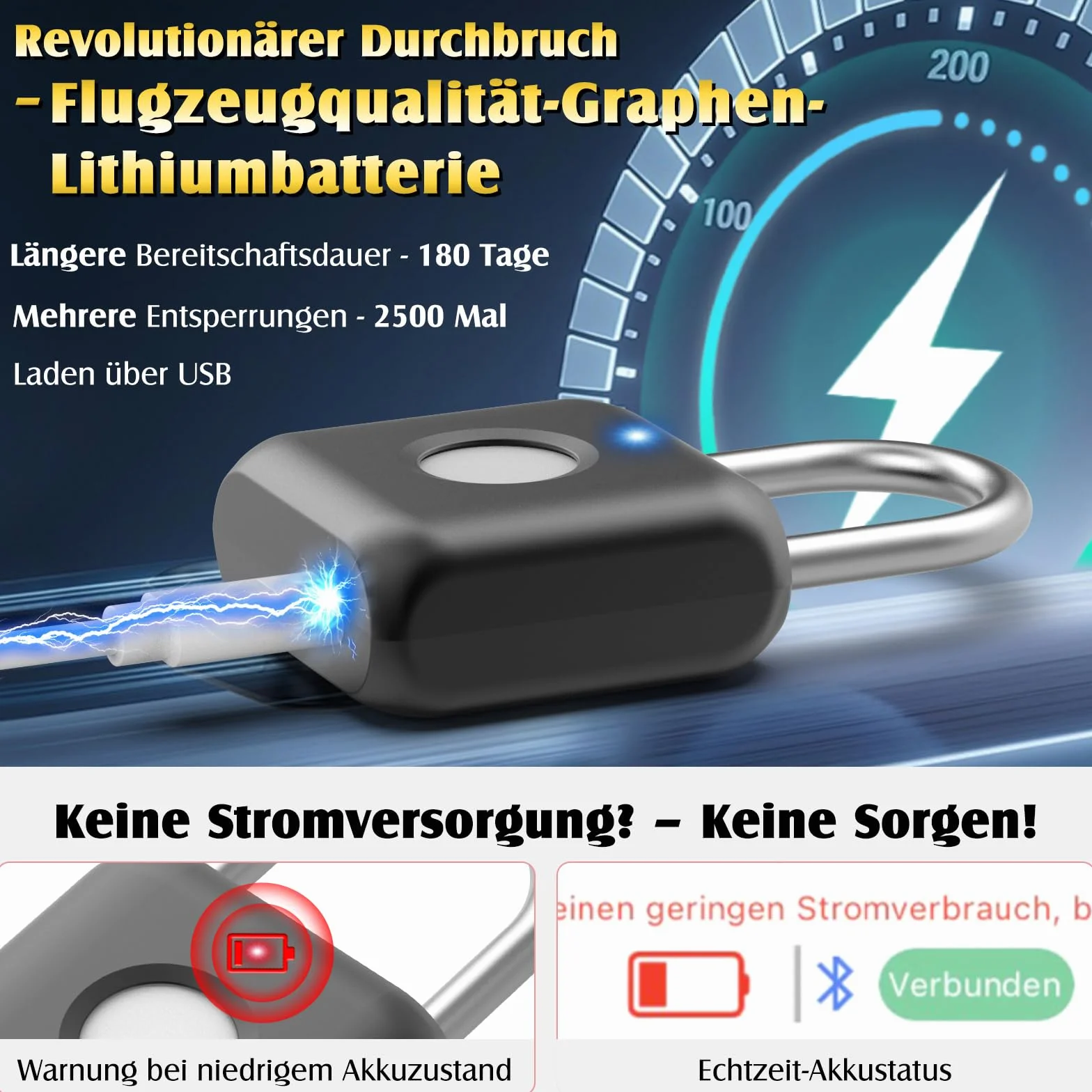 Anweller Anweller Smart Lock - Candado biométrico con huella dactilar