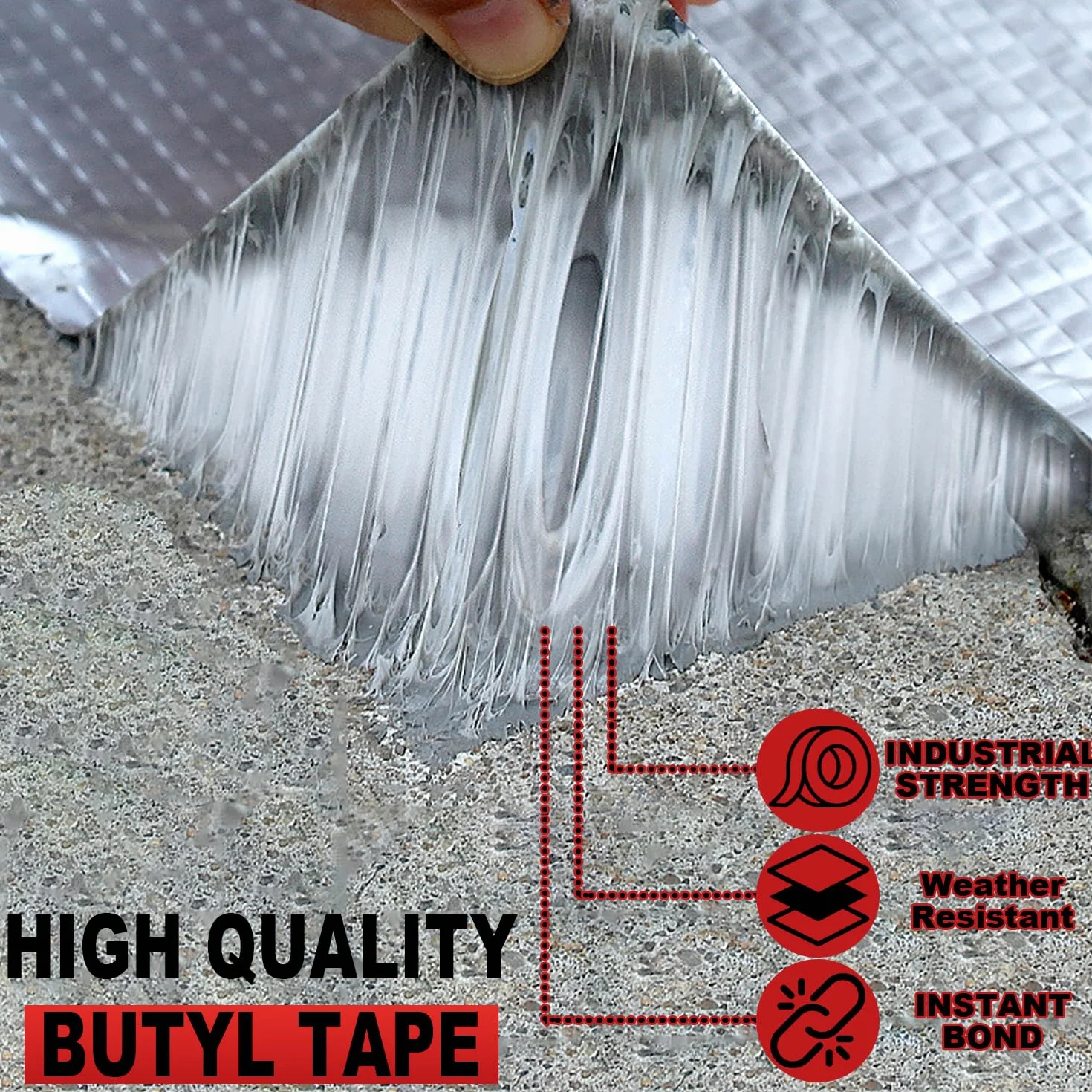 Cinta de Butilo Impermeable 200mm x 5m, Sellador Fugas Agua, Cinta de Butilo para Reparación, Impermeable Sellador Adhesivo para Fugas en Techo, Espacio enAlféizar de Ventana, Tubería