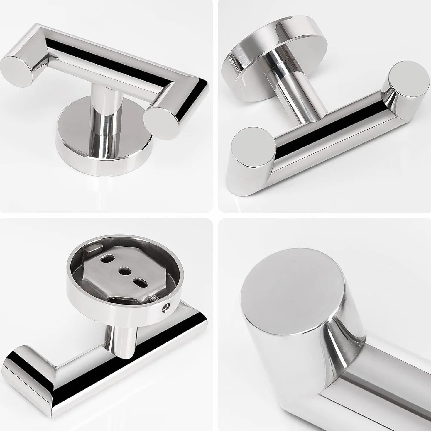 YUET 2 Piezas Ganchos para Pared, Acero Inoxidable, Colgador Toallas, Colgador para Baño Cocina Albornoz Trapos, Toalleros de Gancho de Baño con Tornillo, Montaje en Pared (Plata Pulida)