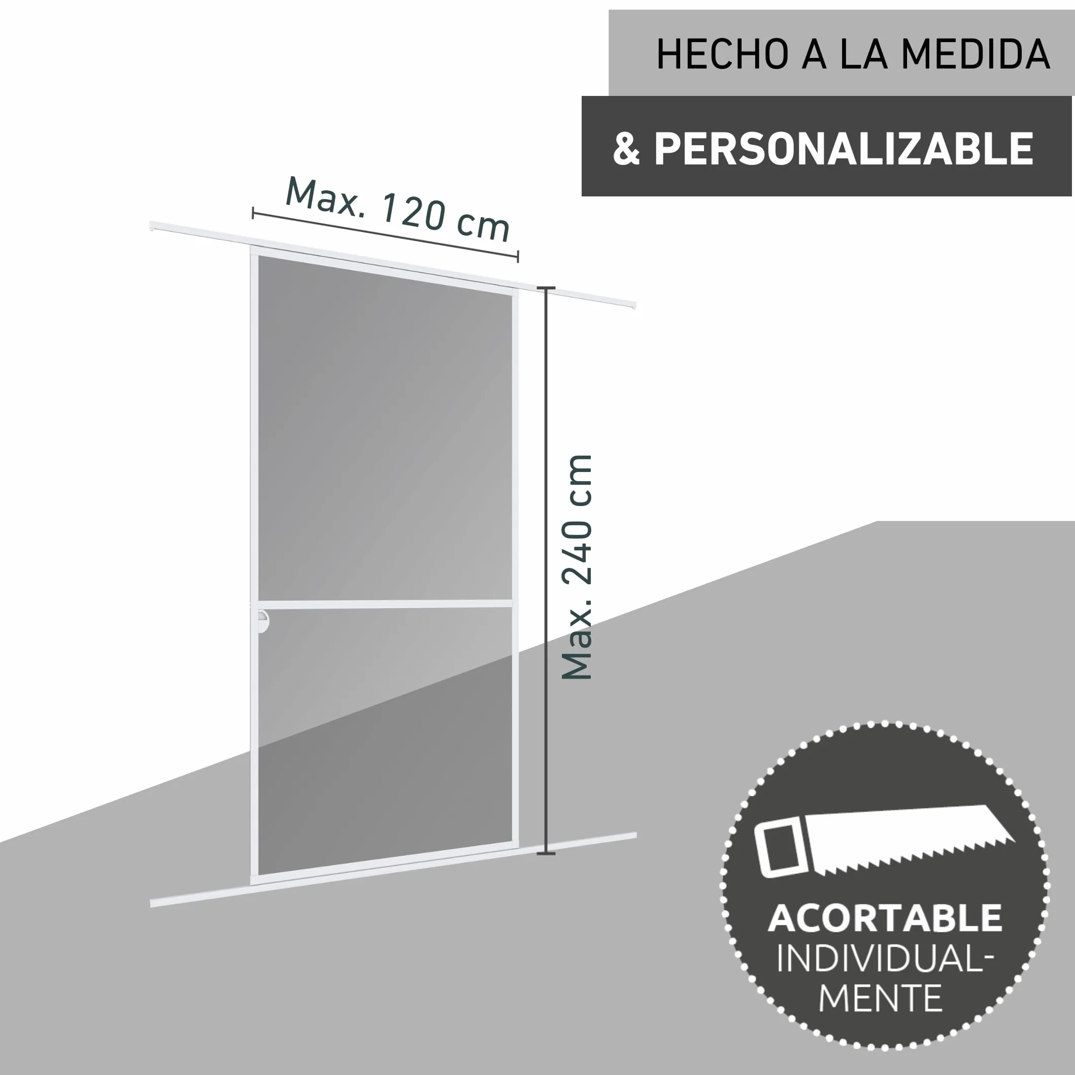 Windhager mosquitera corredera Expert, Marco de Aluminio para Puertas, 120 x 240 cm, Blanco