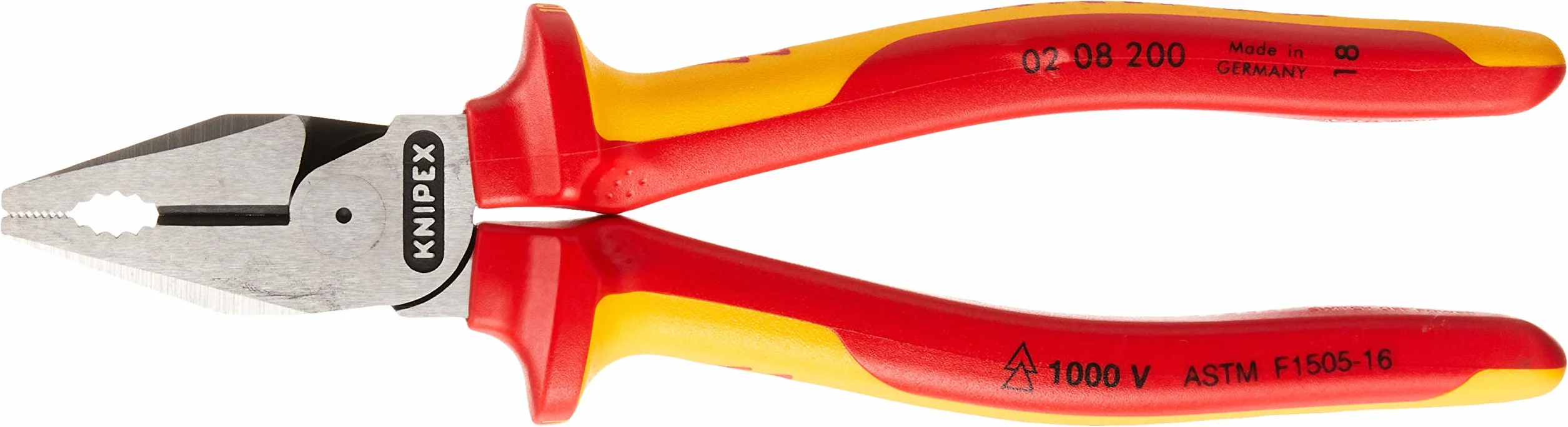 KNIPEX Tools - Alicates combinados de alto apalancamiento, 1000V aislados (0208200US), 8"