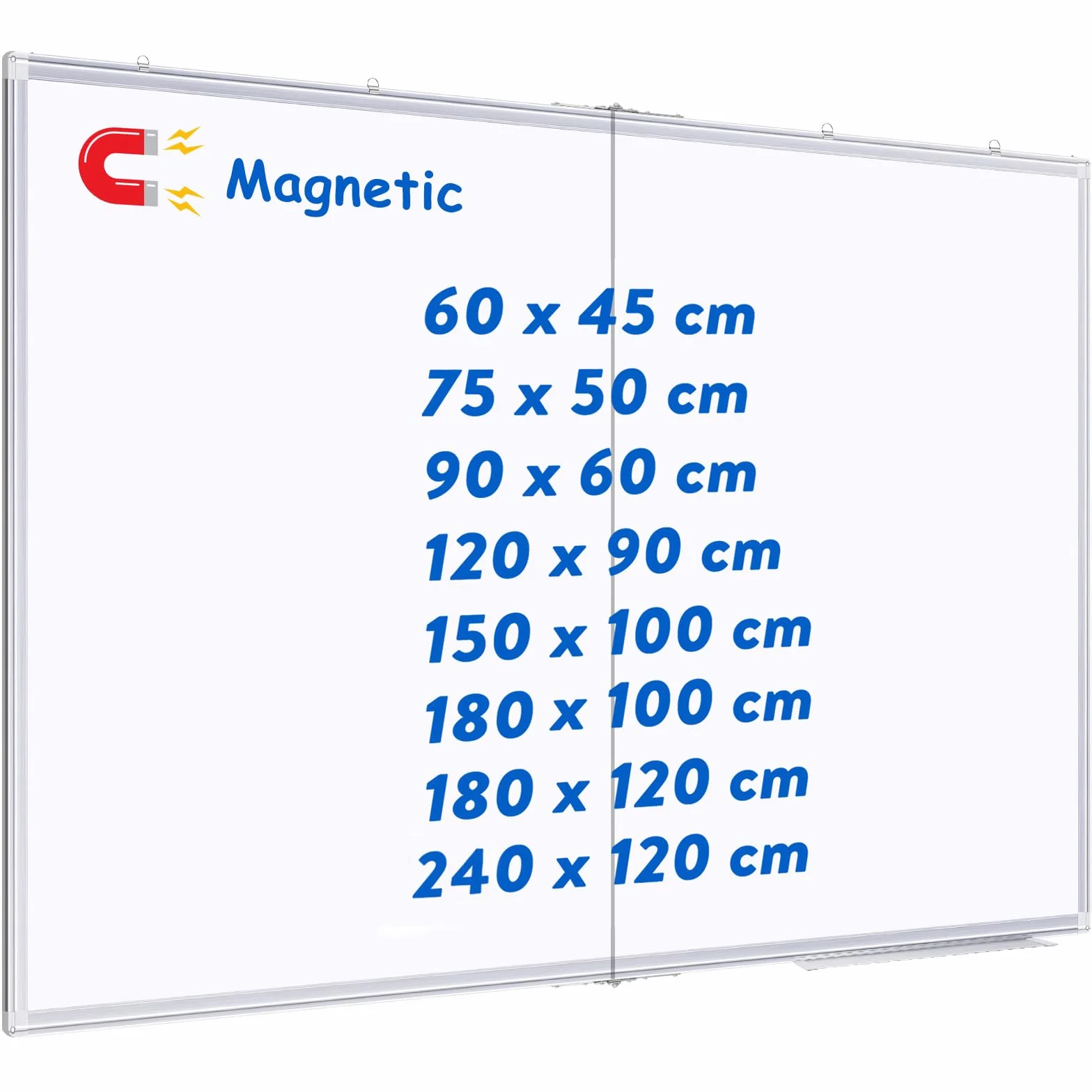 Maxtek Grande Pizarra Blanca Magnética 180 x 100 cm, Marco de Aluminio, Doble Cara, Whiteboard Borrado en Seco, con Accesorios
