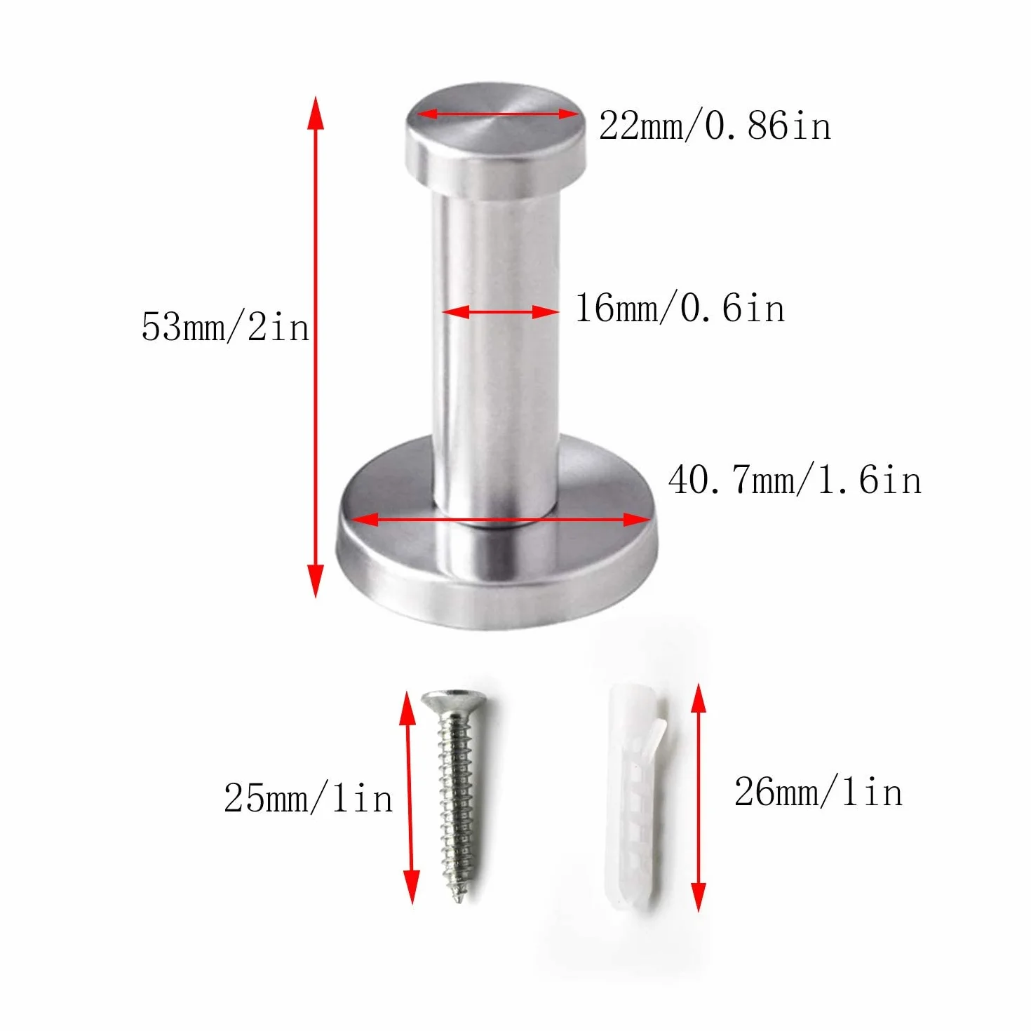 4 Piezas Ganchos de Pared Redondos Plata, Gancho de Pared de Acero Inoxidable de 53 mm Adecuado para Instalar en la Cocina, el Baño y el Dormitorio Principal para Colgar Objetos