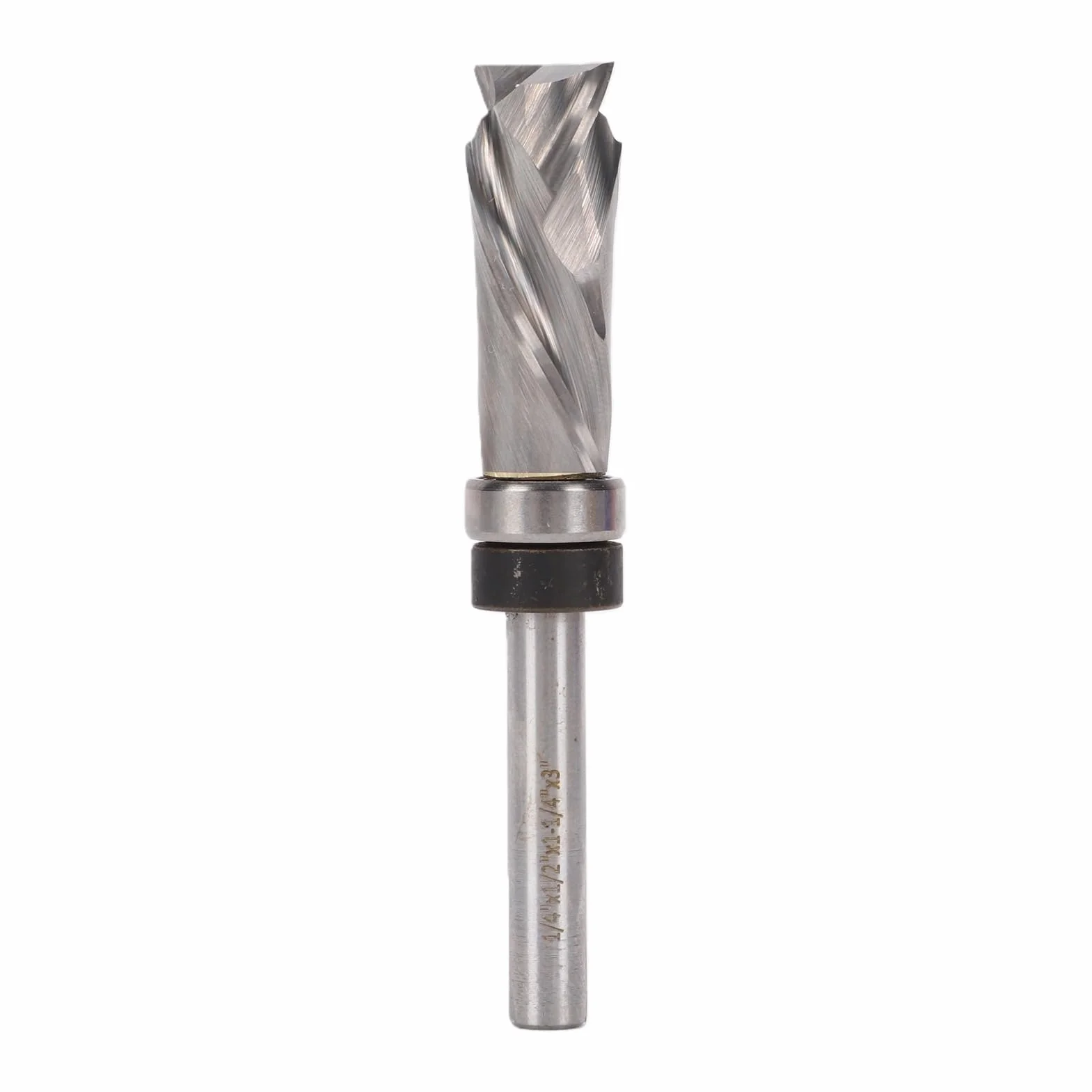 Annadue Broca Enrutadora de Corte a Ras en Espiral Vástago de 1/4 pulg. Diámetro de Corte de 1/2 pulg. Longitud de de 1-1/4 . Broca de Plantilla CNC con Cojinete Superior para Recorte de Bordes de