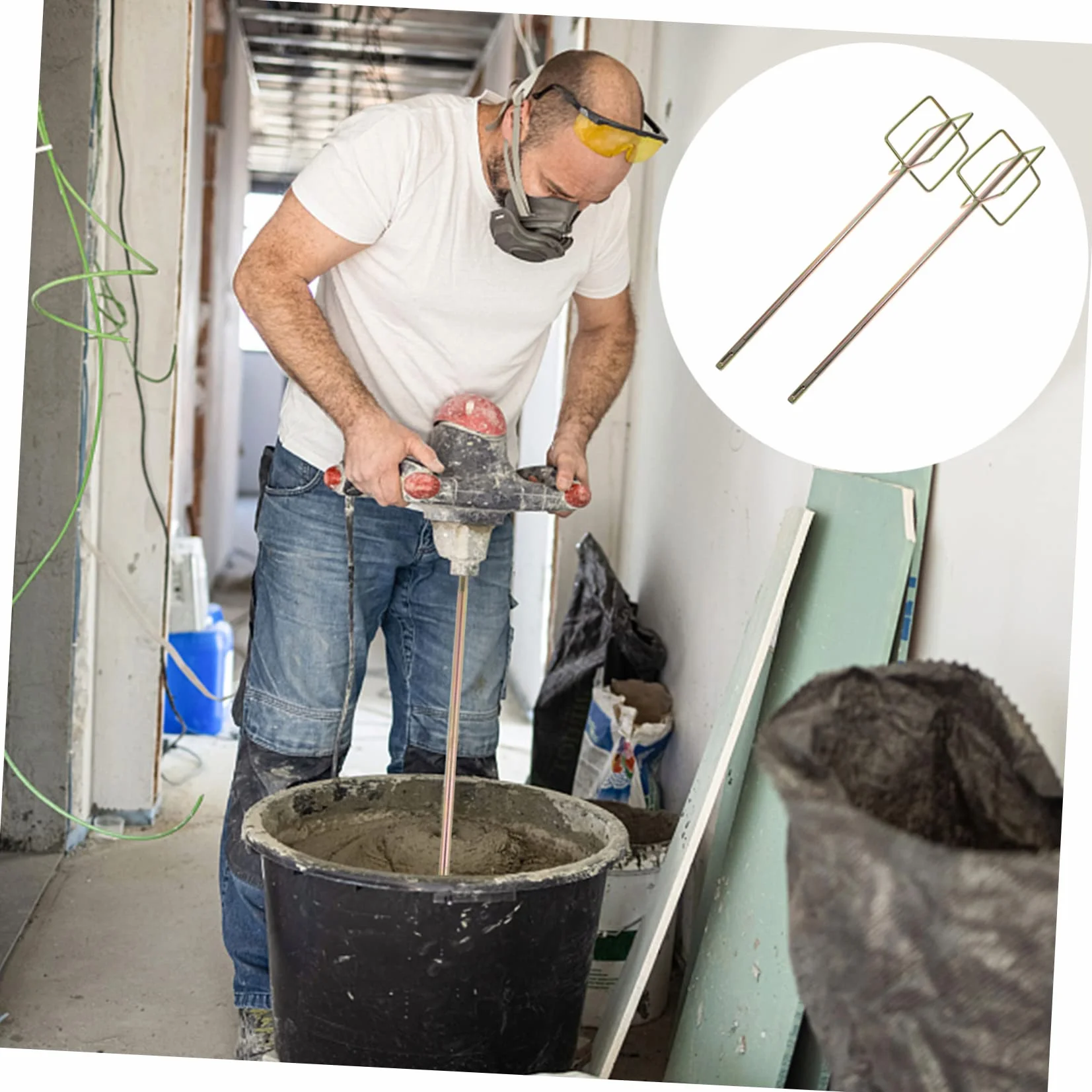 DOITOOL Varillas Mezcladoras De Cemento y Pintura Para Taladro Eléctrico, Accesorios Resistentes Oxidación, Barras Cuadradas De Alta Dureza Para Obra y Hogar, Pack 2 Unidades Reutilizables