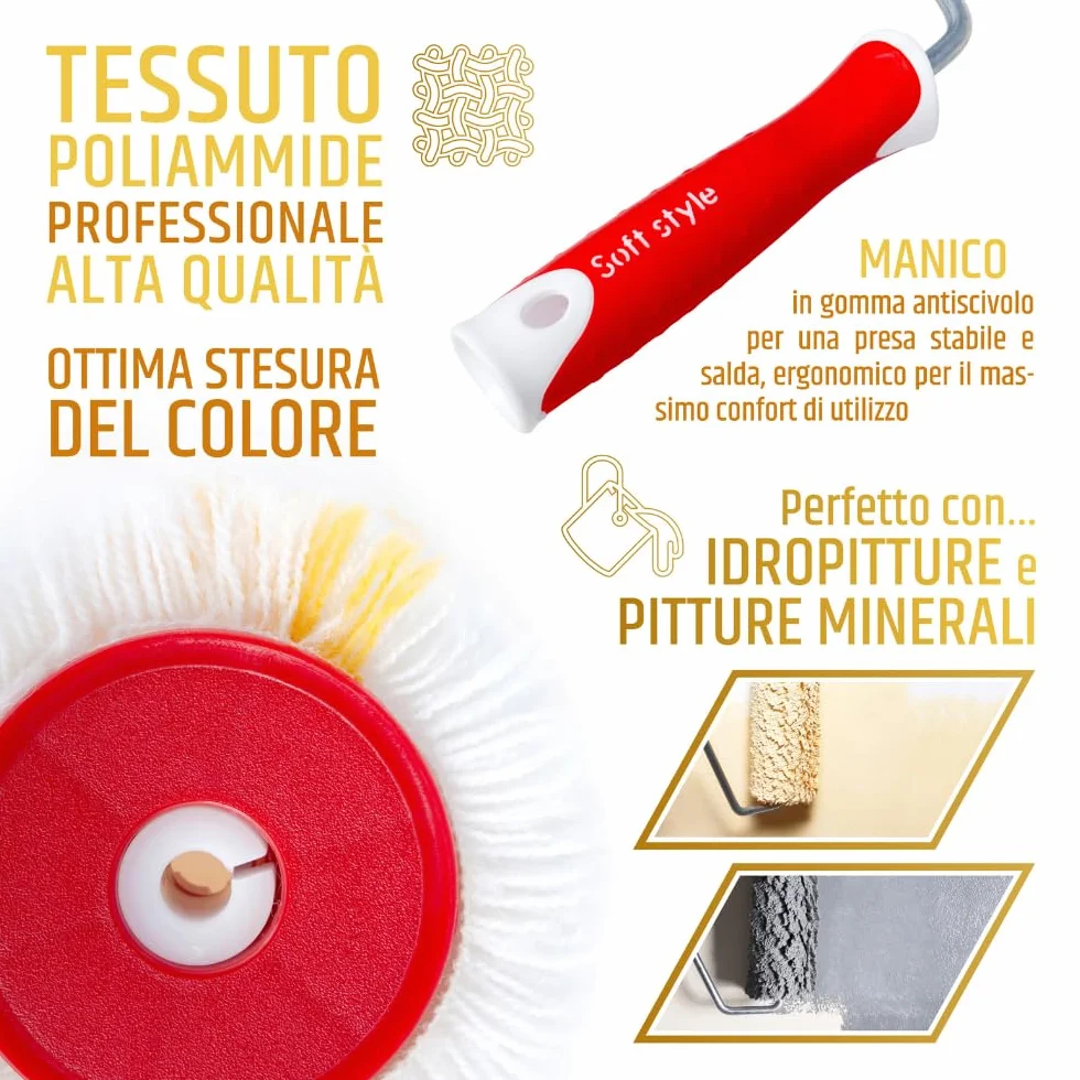 pennellificio 2000 | Juego de pintura profesional compuesto por rodillo, barra de aluminio y red de metal escurridor-rodillo, para pinturas interiores e hidropinturas, barra de 110 cm a 200 cm