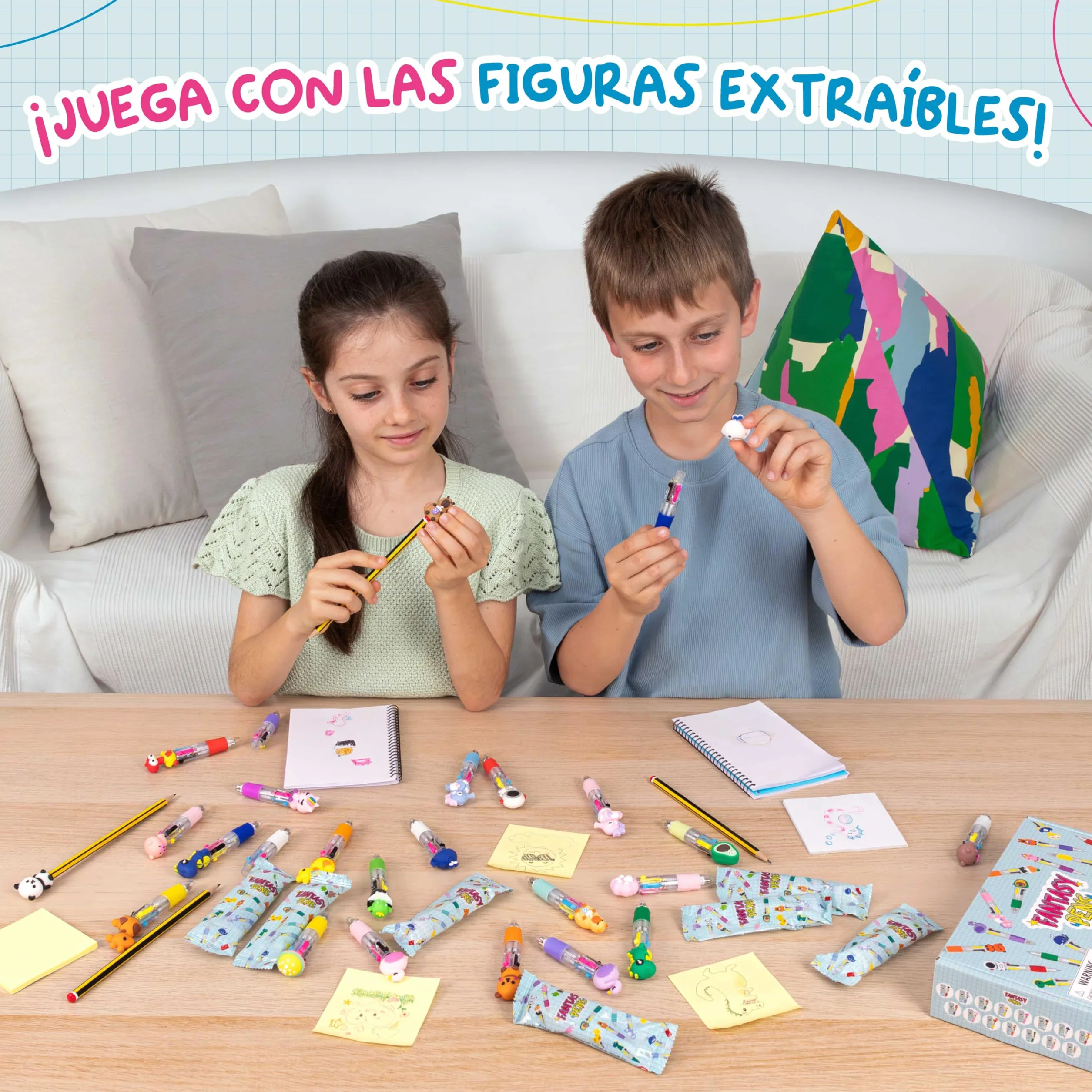 BONNYCO Boligrafo Multicolor 4 Colores con Figuras Divertidas, Pack 30 Regalos Cumpleaños Niños Colegio