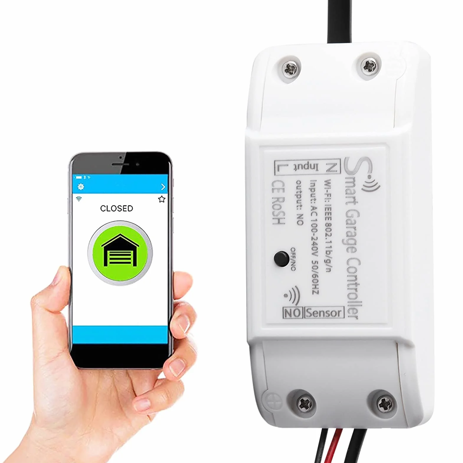 Abrepuertas de garaje WiFi 2.4G, control remoto de la Puerta de Garaje de Vigilancia de la aplicación, para la aplicación IFTTT Smart Life/para Android iOS Teléfono
