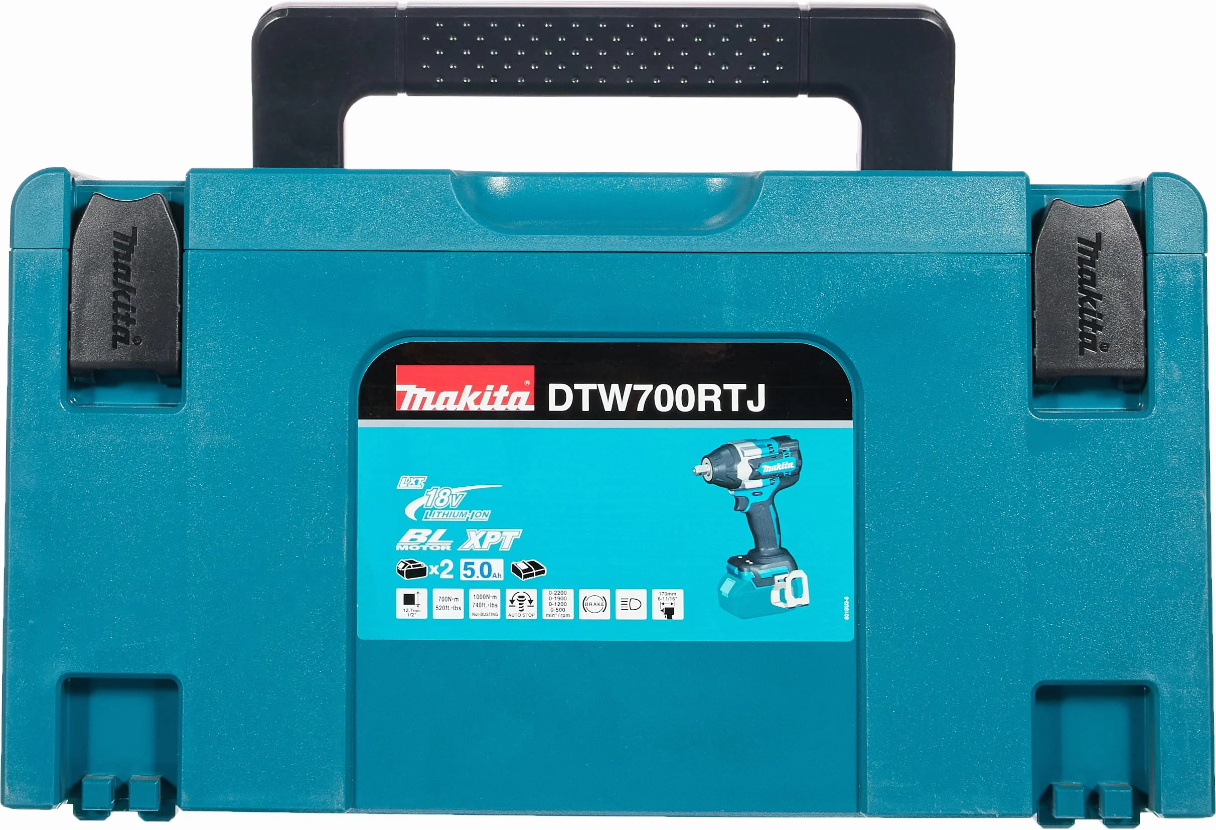 Llave impacto BL 18V LXT 700Nm 5Ah 2 bat. MakPac 1/2" marca Makita