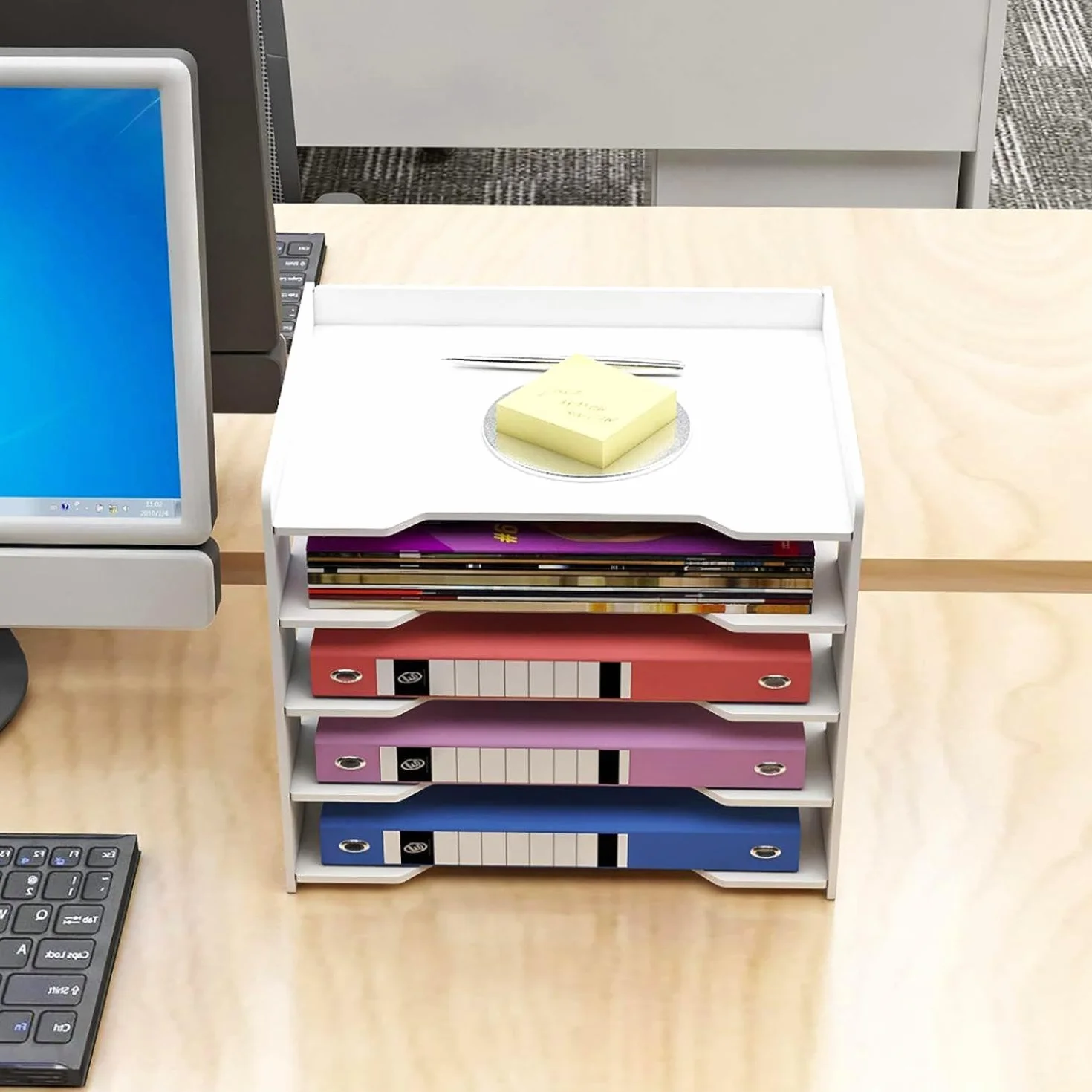 PUNCIA Archivador de Documentos A4 5 Bandejas PVC Escritorio Organizador de Archivos