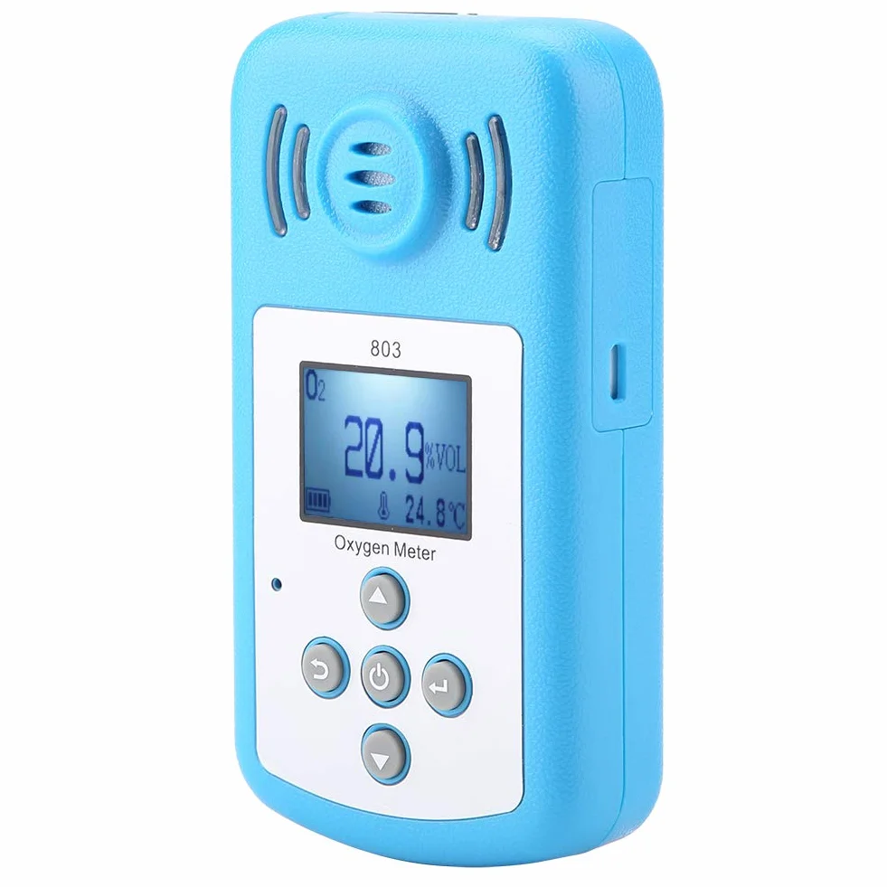 Detector de Oxígeno Portátil 0~25% VOL Medidor de Gas O2 con Alarma Pantalla Digital