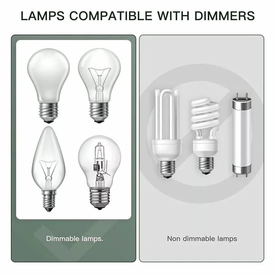 TECHZOCO Potenciómetro regulador de luz con Interruptor, Dimmer LED, Interruptor regulador intensidad, Atenuador de luz, Apto para 220-240VAC/50hz, Potencia ajustable: 3-100W, Conexión por tornillo