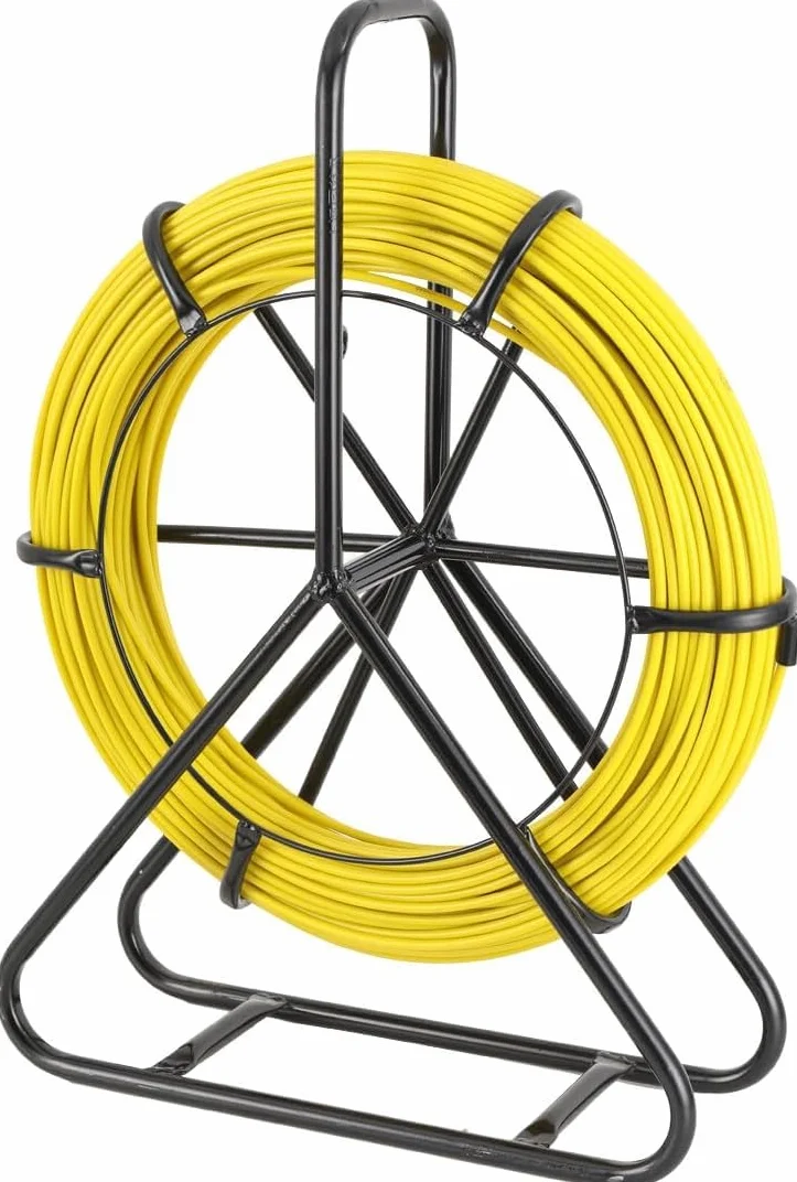Guía de Fibra de Vidrio Fish Tape Cable de fibra de vidrio Cable Eléctrico de Fibra de Vidrio100m Ø6mm Conducto Cable Rodder Fibra de Vidrio Cable Rod Extractor con Jaula y Soporte