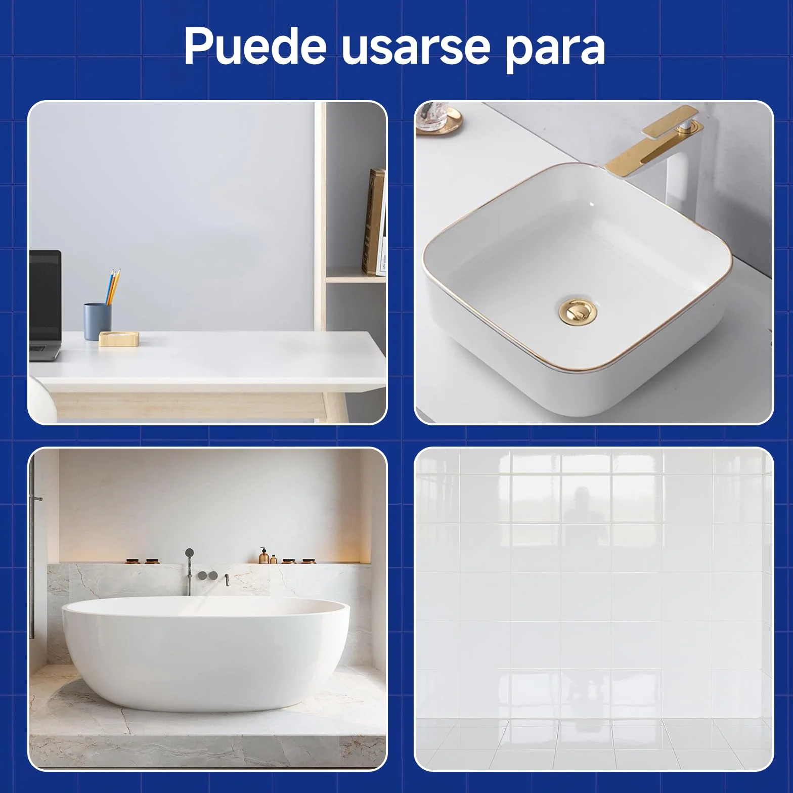 Kit de renovación bañeras y azulejos con herramientas, 35oz pintura blanca water-based, bajo olor, DIY, fácil uso, semi-brillante, 4.6-5.5m²