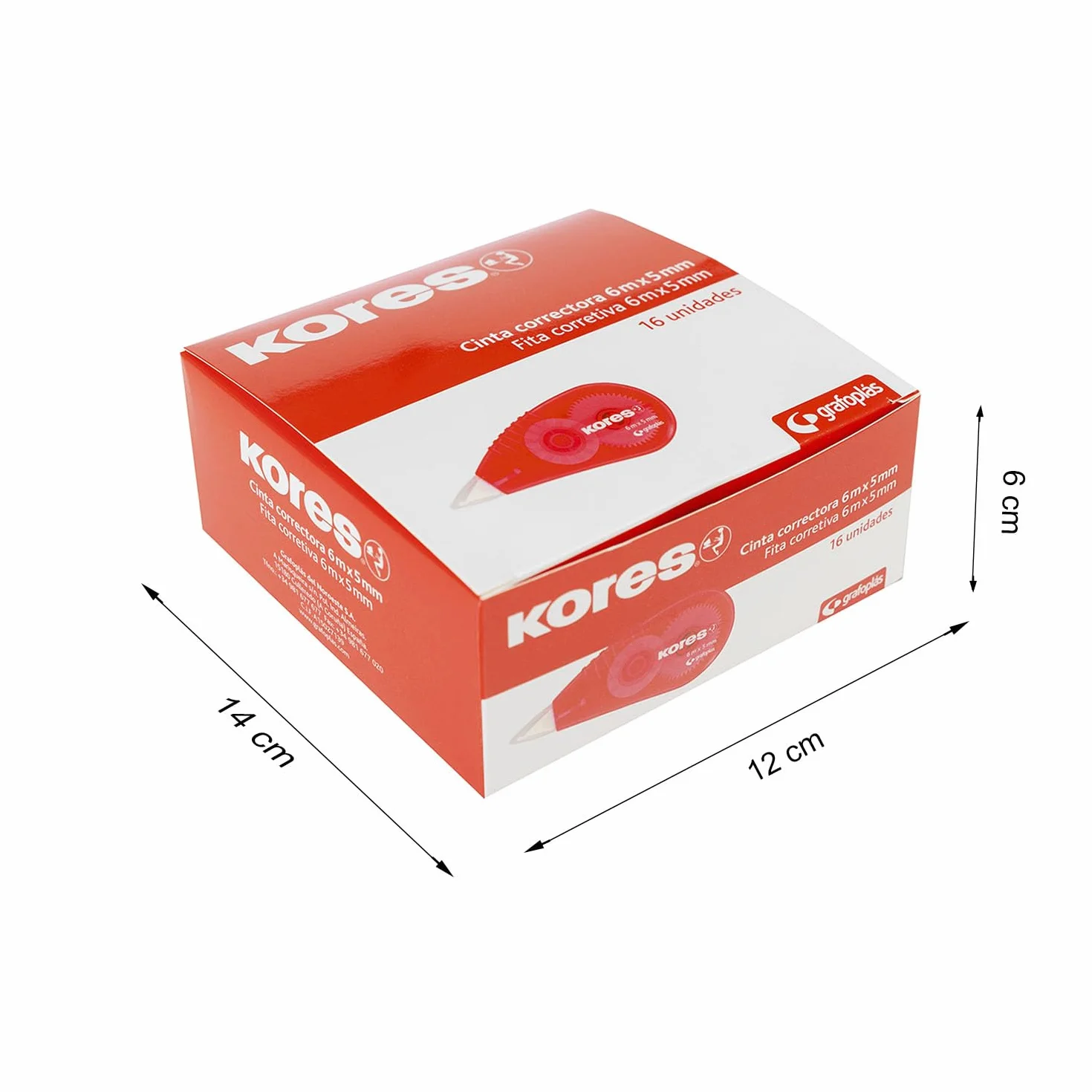 Kores Cintas Correctoras en Seco Pack 16 Unidades 6x5 mm para Bolígrafo