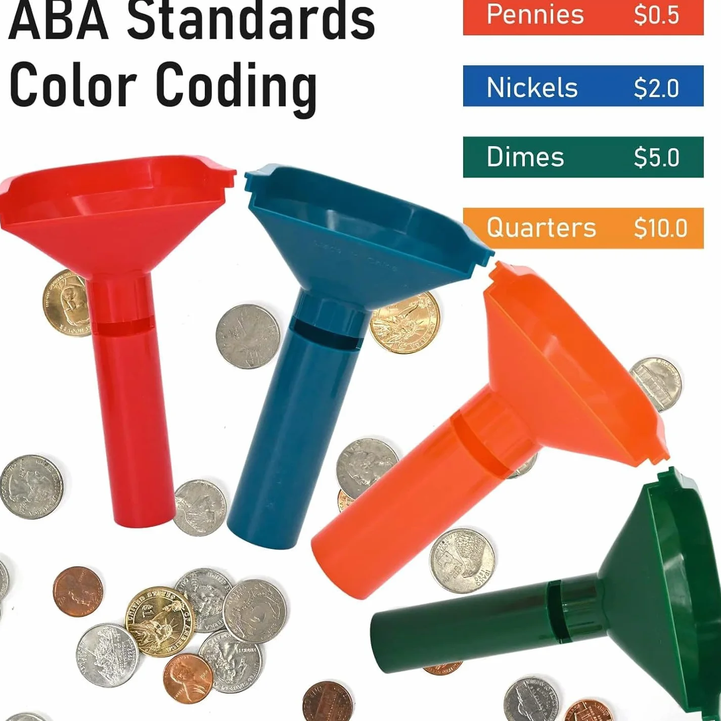 Tubo clasificador de monedas 4 piezas, envoltorios rollos centavo 100 piezas