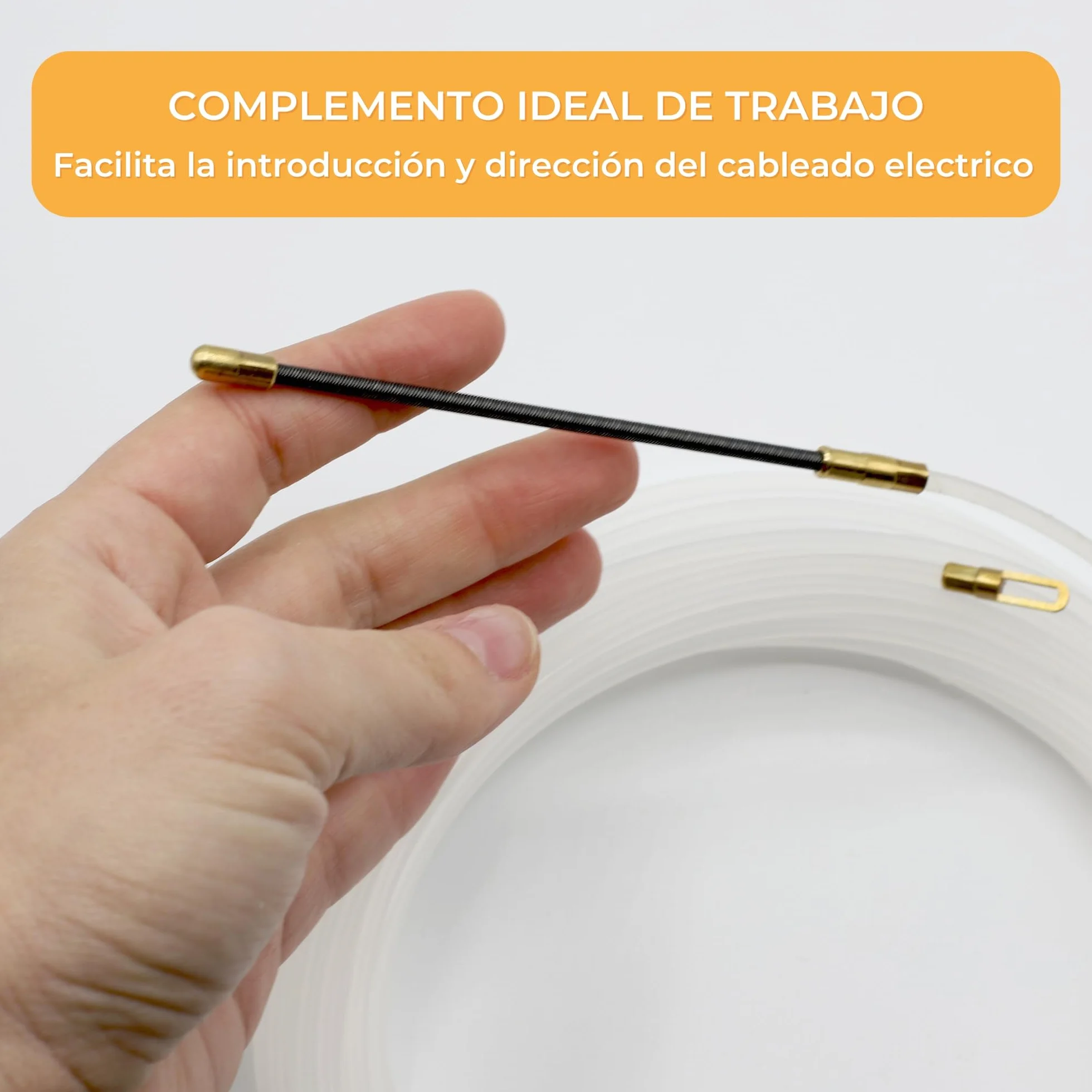 TECHZOCO Guía Pasacables de nylon, Pasacables de Nylon, Guía de Cableado Flexible, Tiracables de Nylon, Guía para Instalación Cables, Terminales Mixtos, Acero + Nylon, diámetro 3 mm x 5 metro largo
