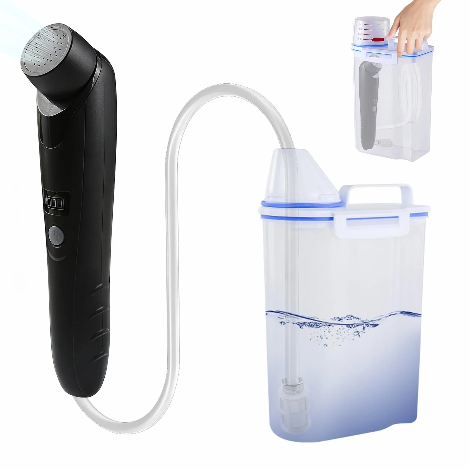 Bidé Portátil, 2.5L Bidé Eléctrico, Pulverizador Eléctrico de Mano para Bidé, Bidet de Mano Pulverizador Kit, Recargable, Ducha Aerosol limpio, Ideal para Viajes, Unisexo-Negro