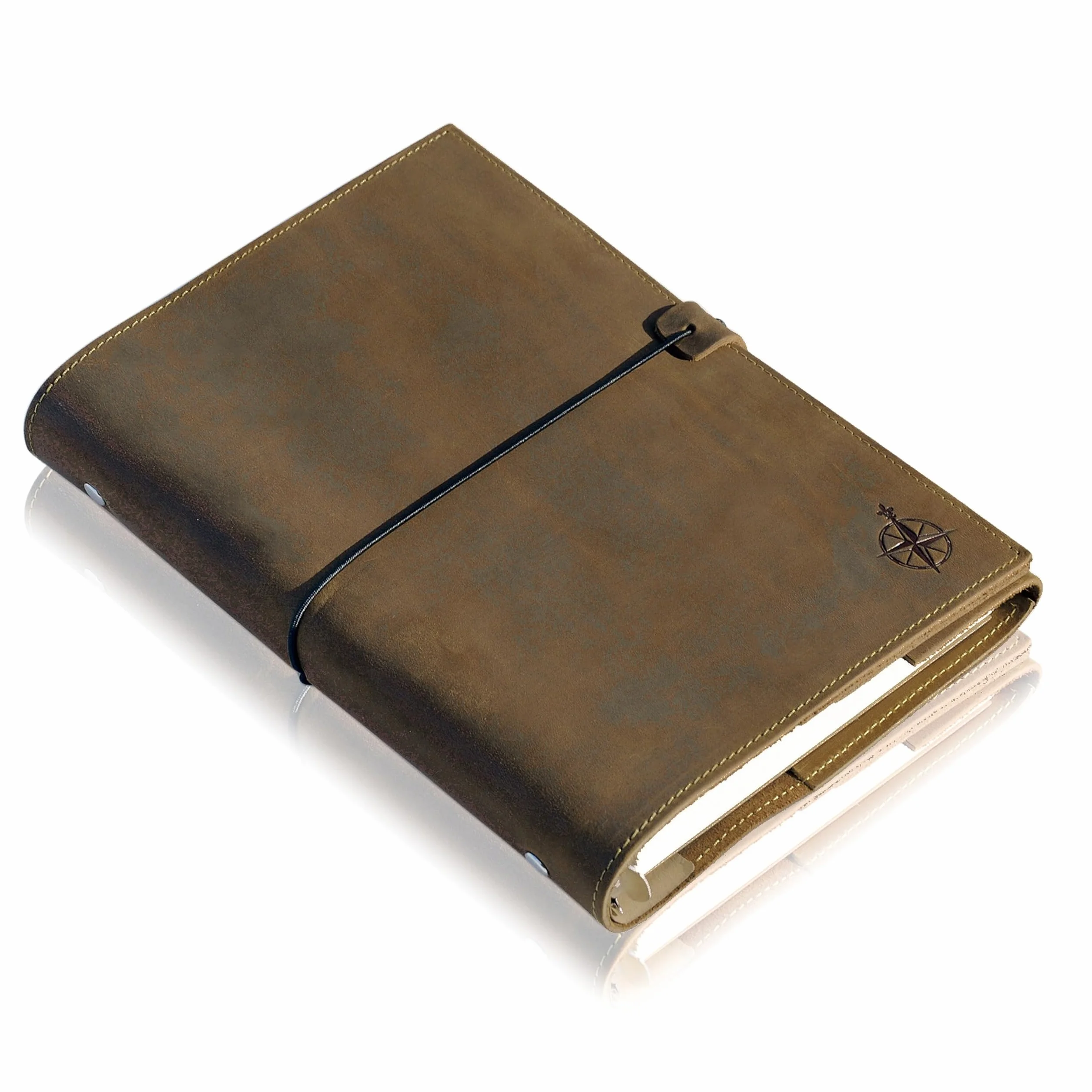 WANDERINGS Planificador A5 Cuero Carpeta - Diario Recargable 6 Anillas - Organizador Cuero Genuino Hecho a Mano Compatible Filofax
