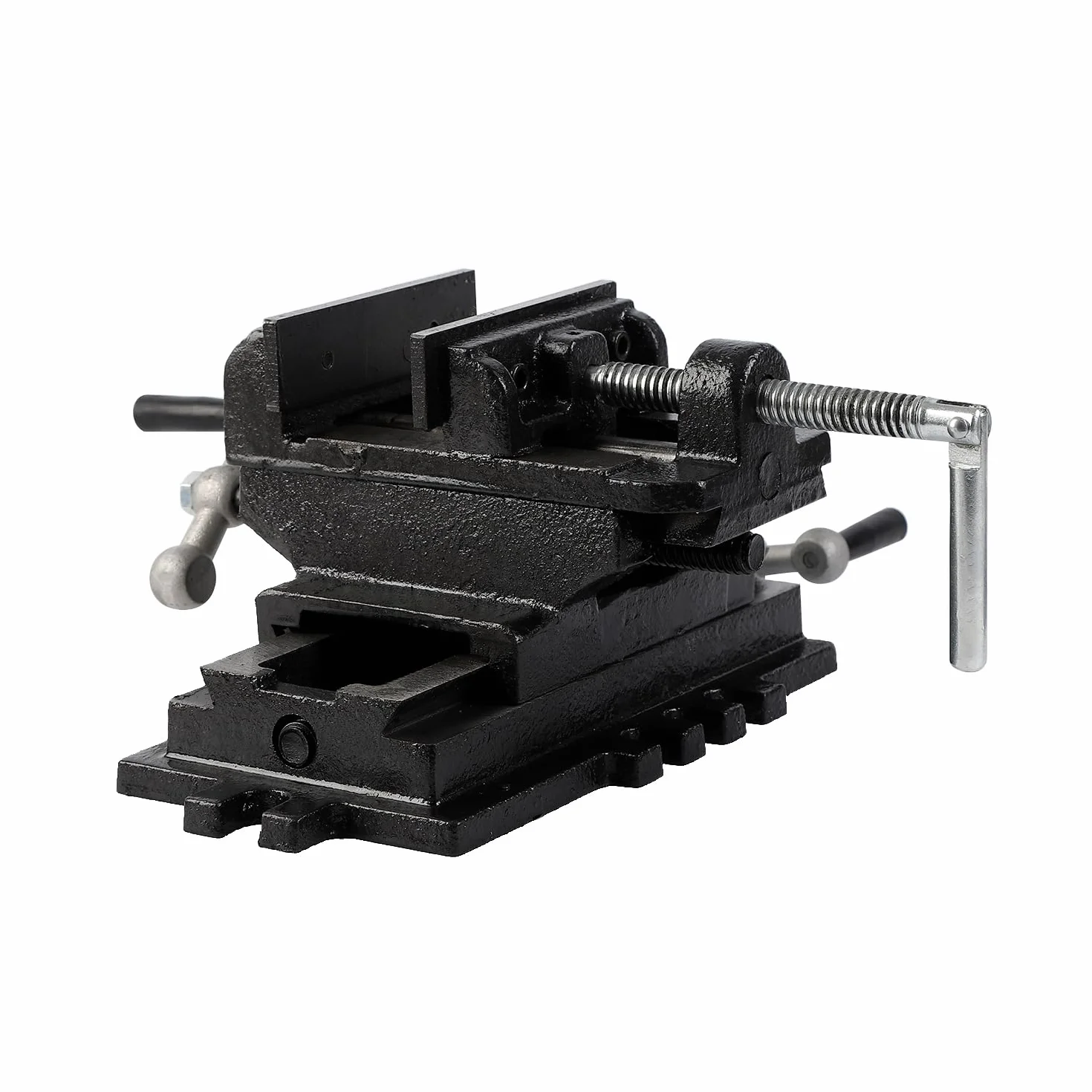 KATSU Tornillo de Banco Cruzado 3" 75mm, Resistente Tornillo de Prensa de Taladro de Banco de Mesa de Deslizante Cruzado Mecánico de 2 Ejes para Fresadora Taller