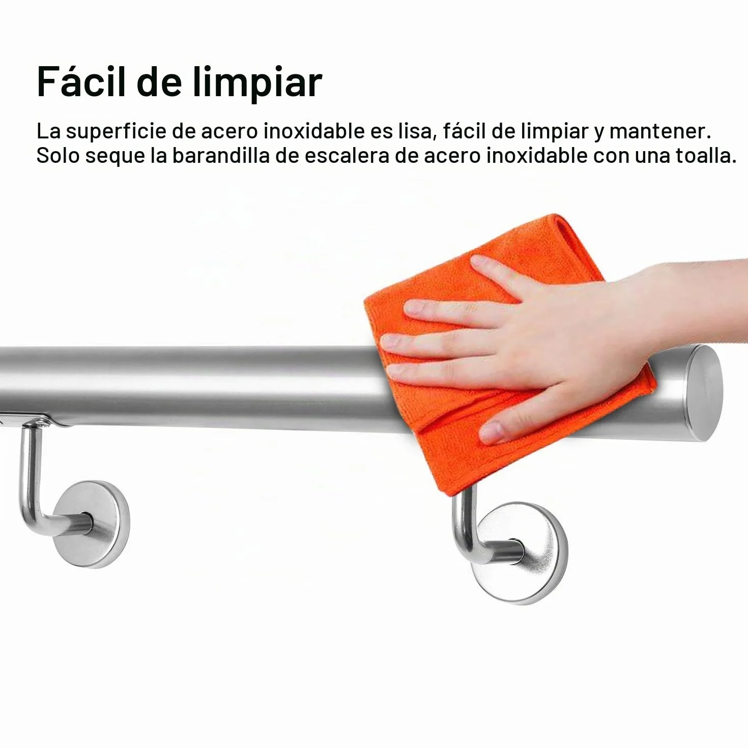 Lospitch Pasamanos de acero inoxidable, pasamanos de pared, para interior y exterior, incluye soporte de pared y tapas finales, 50 cm