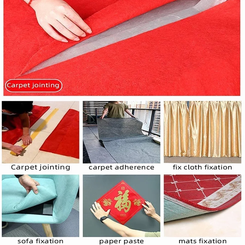 Cinta for alfombras de Doble Cara, Mantiene Las alfombras en su Lugar sobre alfombras, Madera Dura, Azulejos, linóleo y Cinta Adhesiva de Doble Cara de Tela de Malla(10mmx20m)