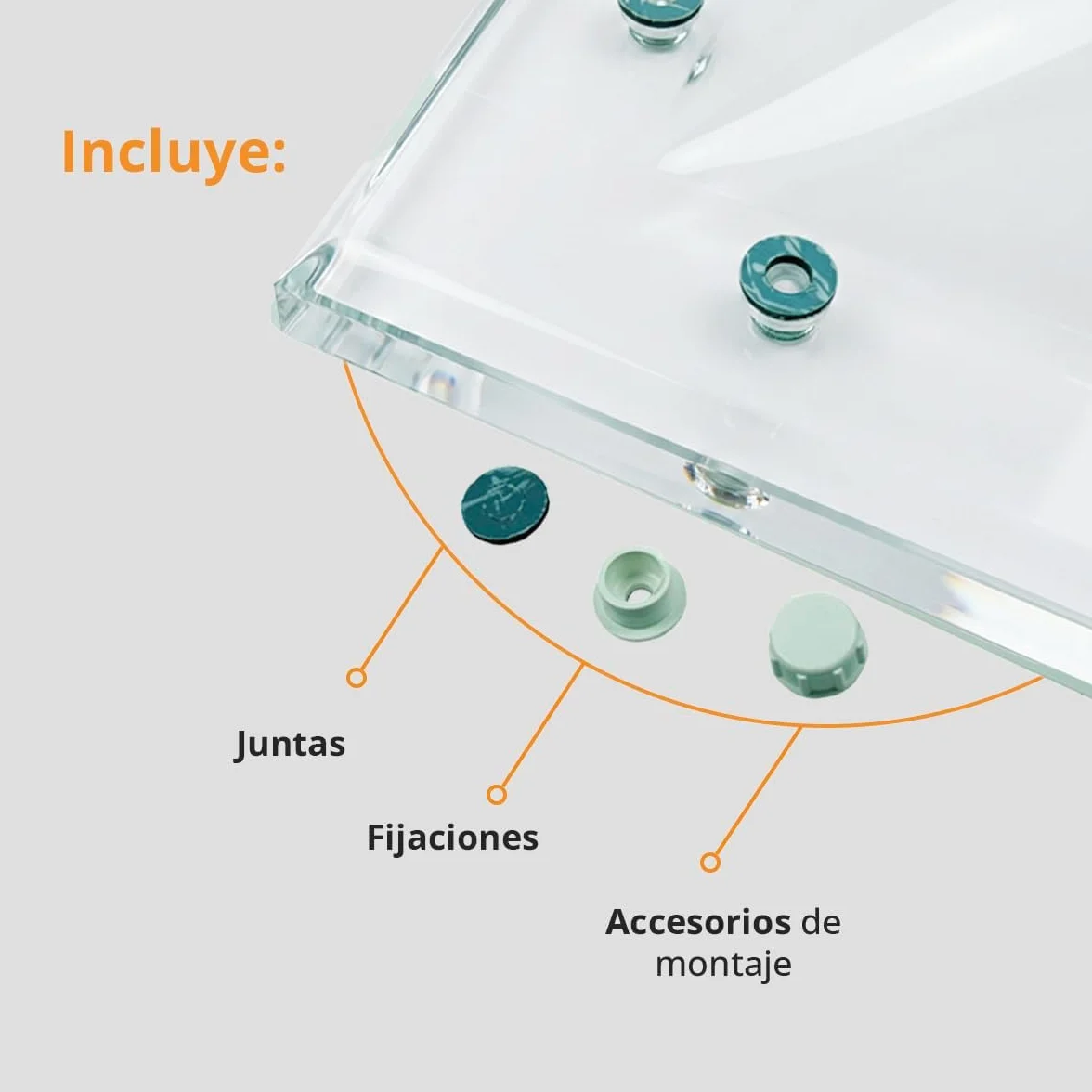 Cúpula Transparente para Claraboya techo Rectangular - Incluye Juntas, Fijaciones y Accesorios de Montaje - Tragaluz - Fabricada en Metacrilato - CxD = 40 x 70 cm - ExF = 54 x 84 cm