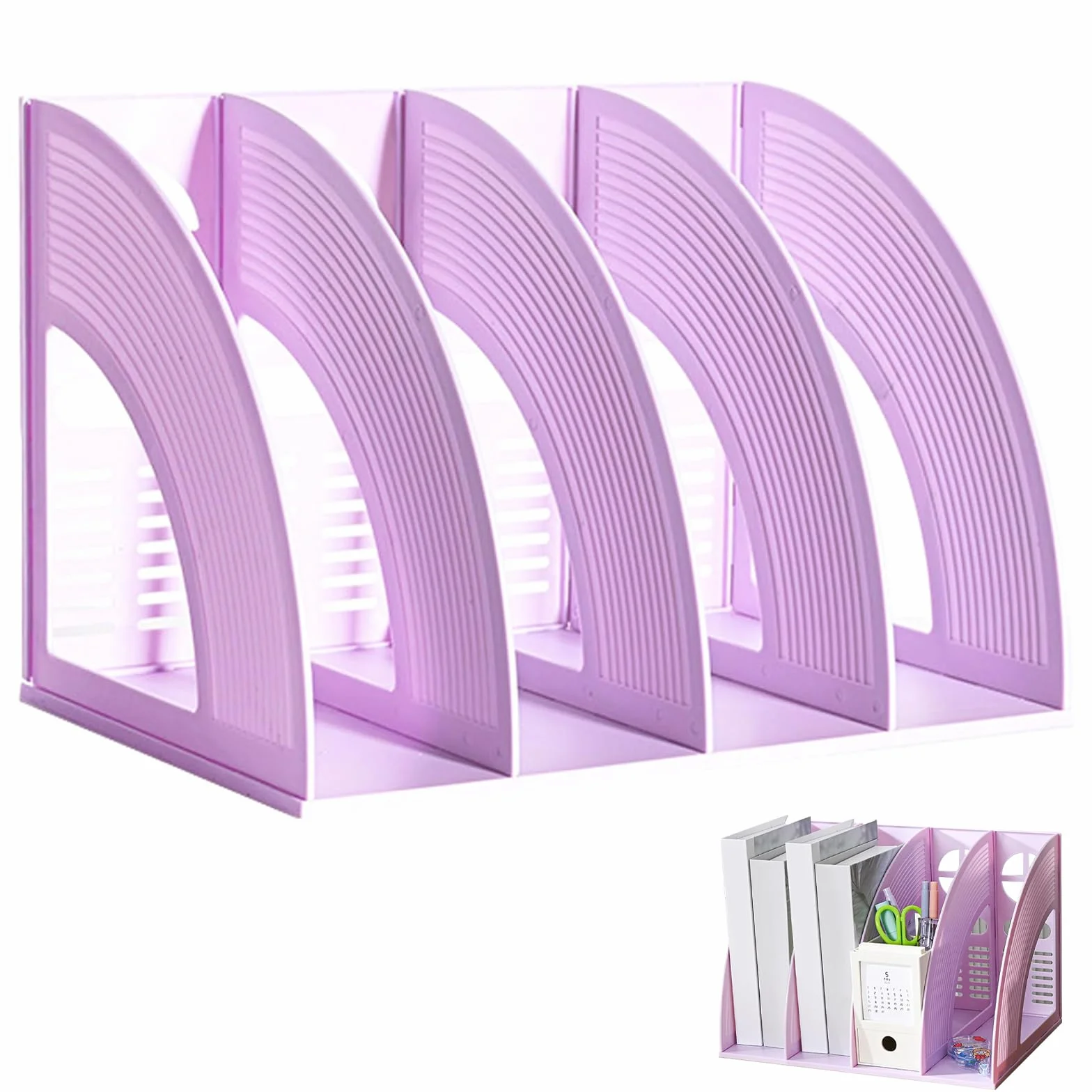 Archivador de Revistas Vertical A4 4 Compartimentos Plástico Escritorio