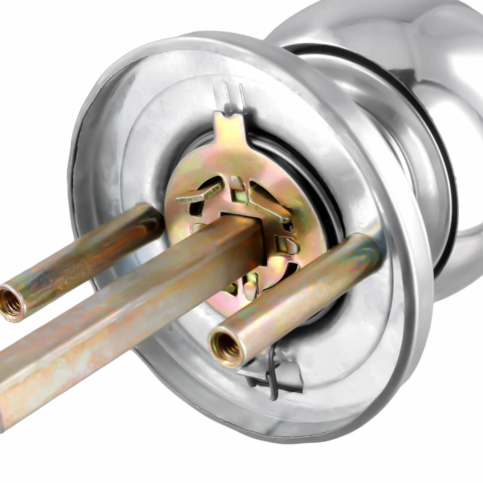 Paquete de 4 manijas redondas de 65 mm, kit de cerradura interna de acero inoxidable con cerradura con 3 llaves para puertas de 25 a 45 mm de grosor, para dormitorio, baño
