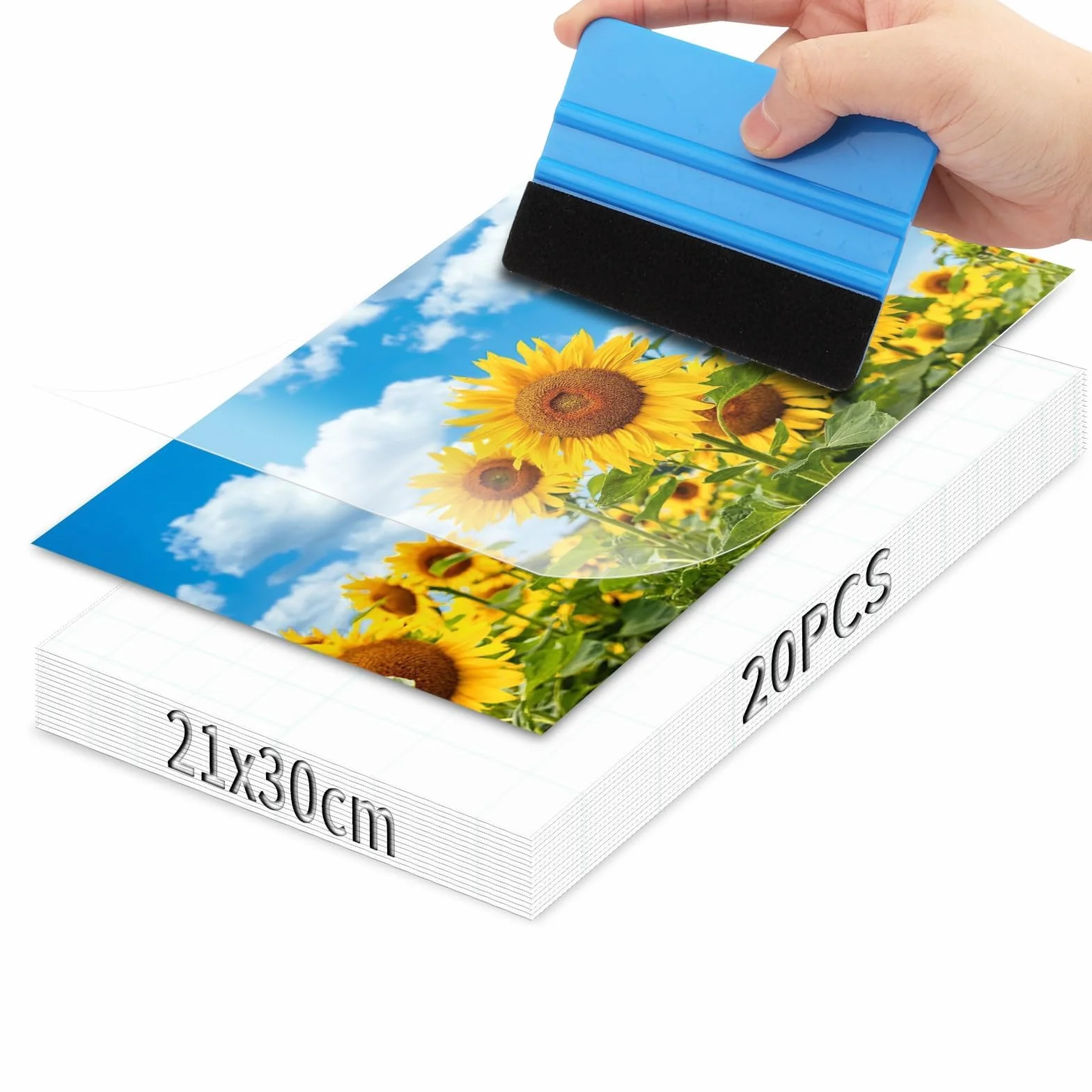 Mbsomnus 20 Piezas Láminas de Plastificar Autoadhesivas A4 Transparente 30x21.3cm para Fotos Tarjetas de Visita Sin Máquina