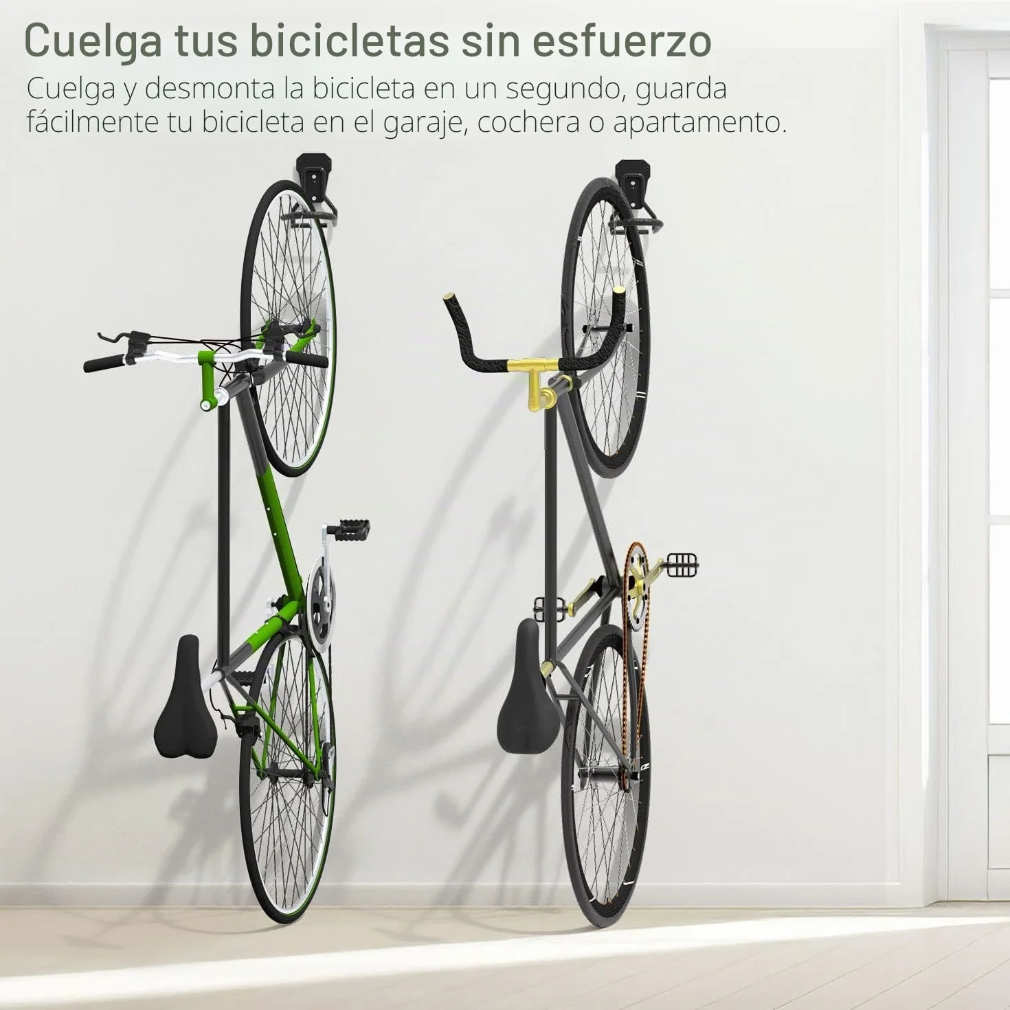 Housolution Gancho Vertical de Pared para Colgar Bicicleta, [2 PZS] Soporte de Pared para Bicicleta de Montaña de Hierro hasta 35kg/77 lbs, Colgador de Pared para Bicicleta con Capa de Goma, Negro
