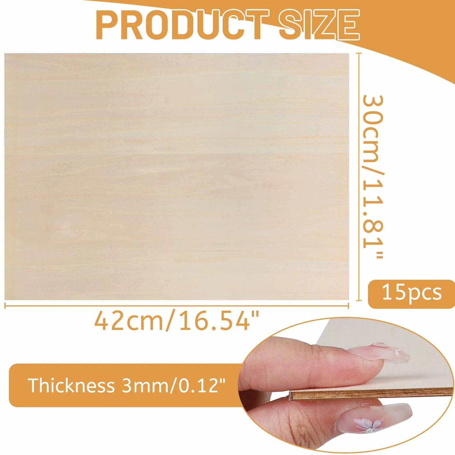 DBREAKS 15PCS Madera Contrachapada de Tilo 3mm, 420x300x3mm Tableros de Madera, Tablero de Madera a Medida, Contrachapado Maderas para Bricolaje