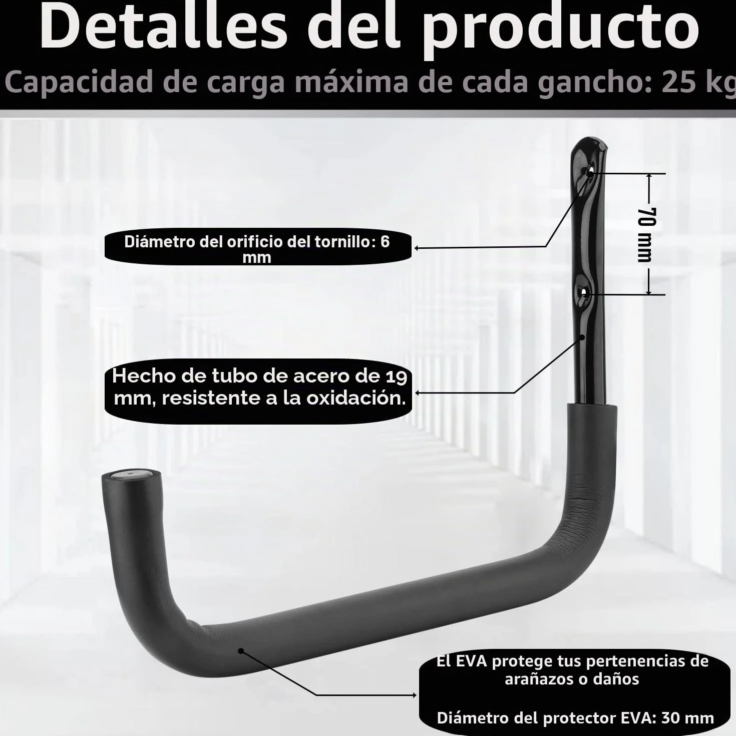 Gancho de almacenamiento de garaje, estante de almacenamiento de kayak de acero resistente de 39 cm, paquete de 4 perchas de garaje de montaje en pared para escalera, canoa, tabla de surf
