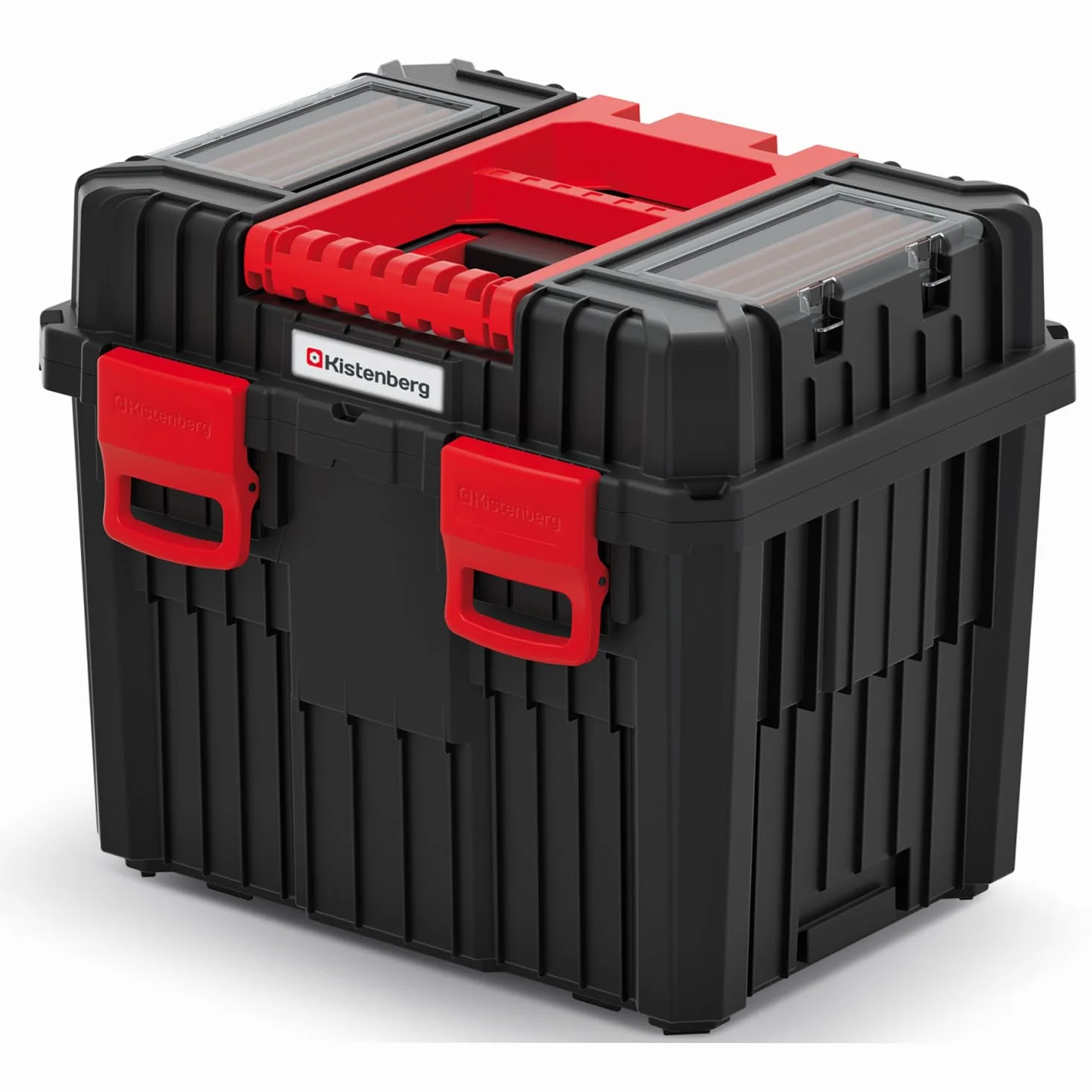 Kistenberg Caja de herramientas con ruedas para taller, con cierres de sujeción, estructura de pared reforzada modular (con cierre de plástico), Colores negro y rojo, 45 x 36 x 64 cm