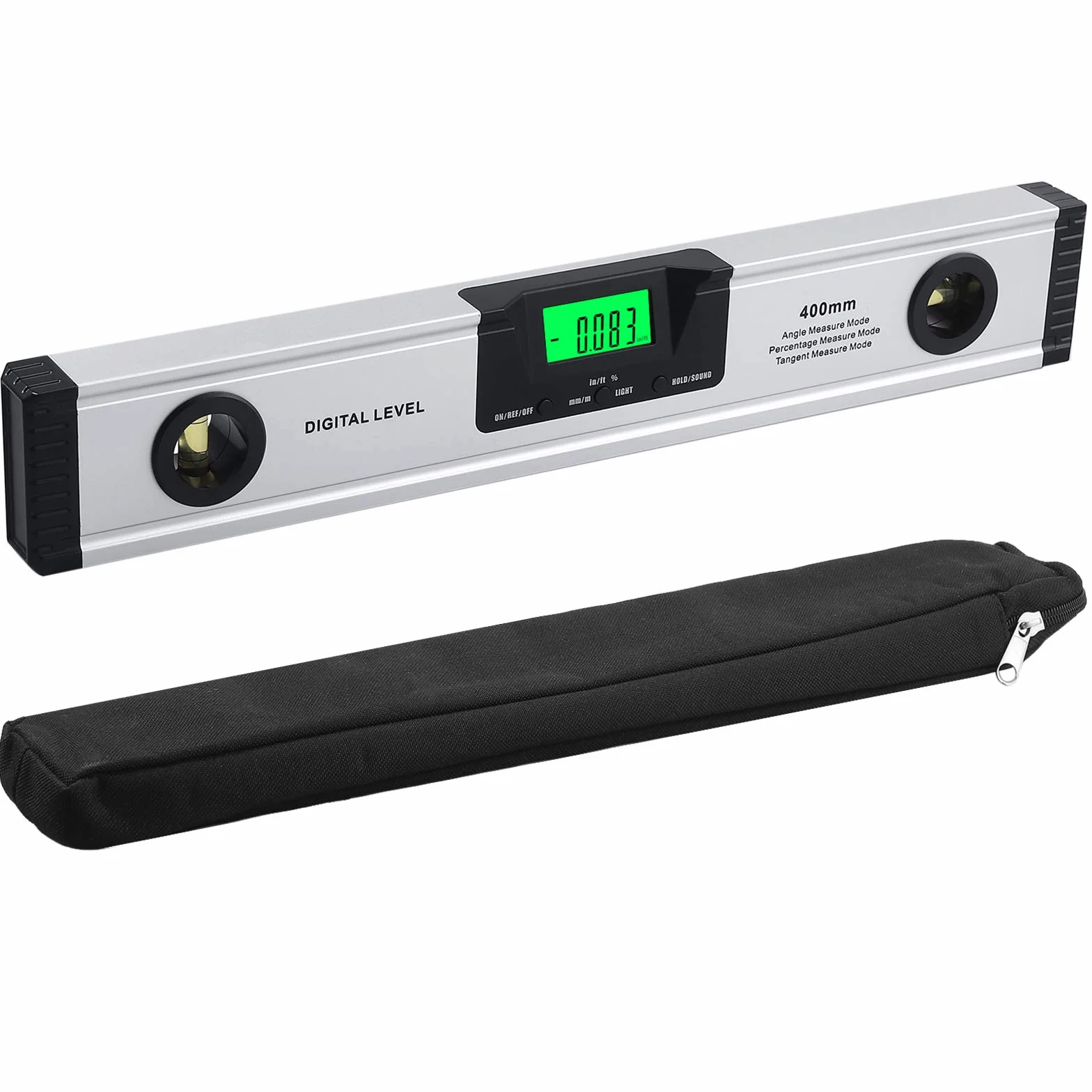 Neoteck Inclinometro Digital 400mm/16” Nivel Digital con Base Magnética Transportador de Ángulo con Indicador de Audio para Aplicaciones Industriales, Obras de Renovación