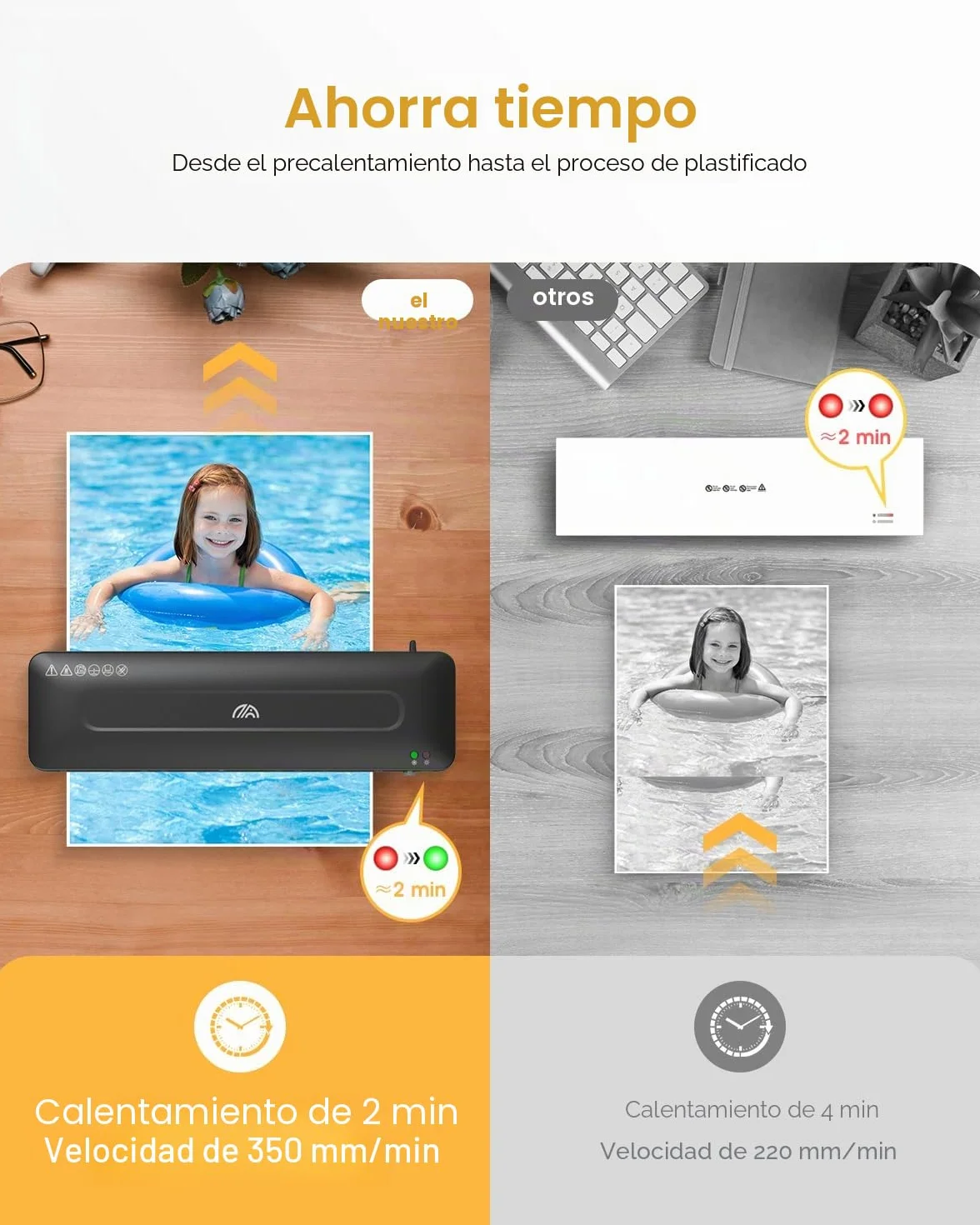 Crenova Plastificadora A3 con Guillotina, Modo Frío y Caliente, Laminadora con 10 hojas de plastificación, Ideal para Colegio Oficina Estudio Fotográfico, Negro