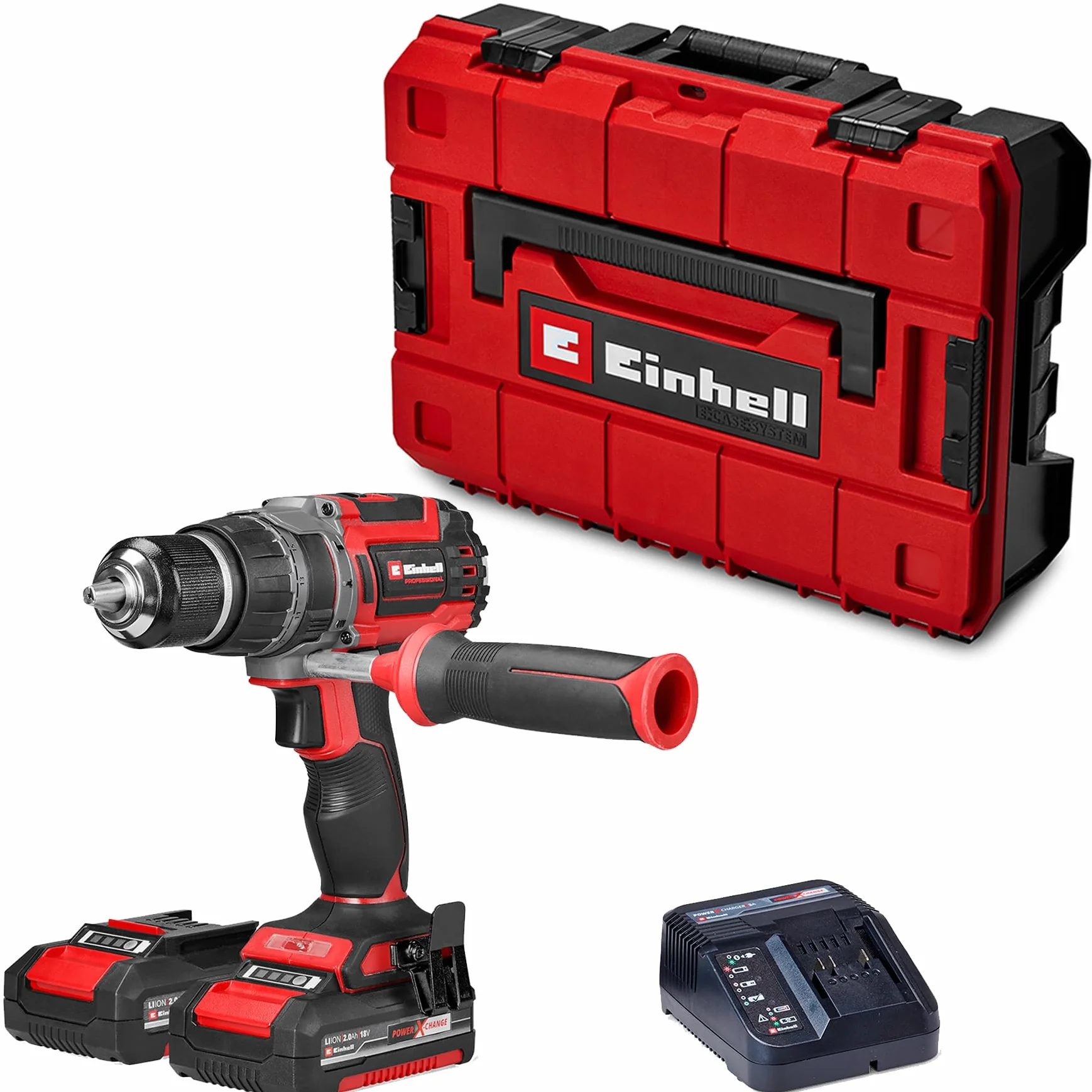 Einhell Professional Taladro percutor con batería TP-CD 18/70 Li-i BL Power X-Change (18 V, sin escobillas, 70 Nm, función de perforación por percusión 2x 2,0 Ah, cargador, E-Case)