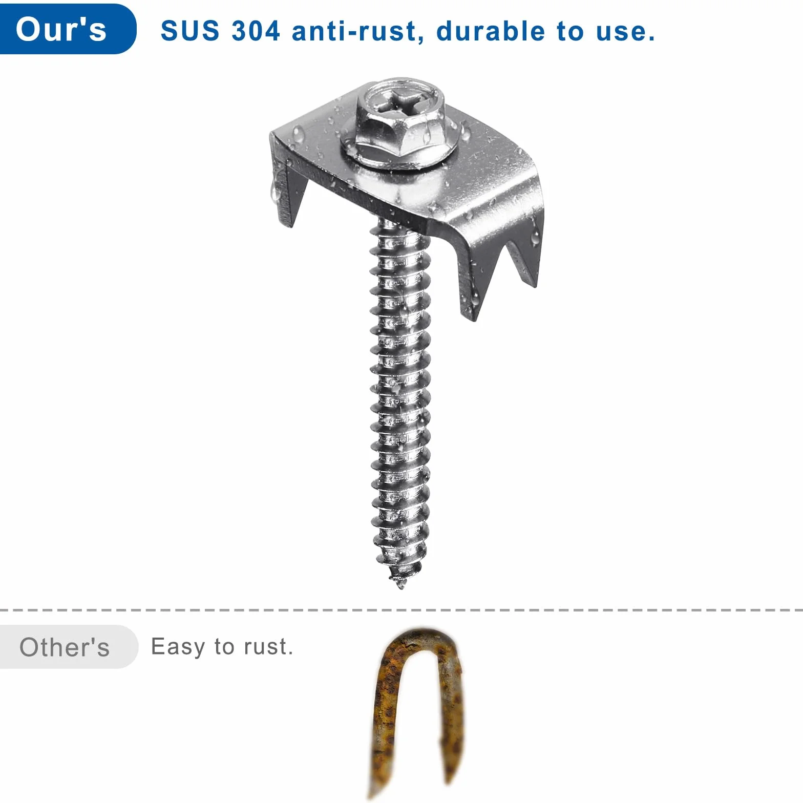 SELEWARE 200 vallas de acero inoxidable, clavos de cerca de madera blanda, clavos reutilizables para cercas de doble barra y cercas trenzadas, cierres de valla con rosca
