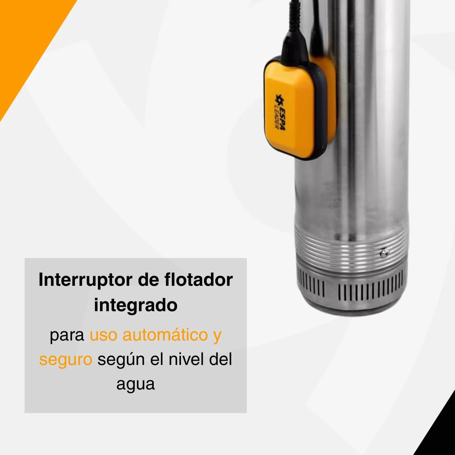 ESPA LEADER Bomba Sumergible BORA 95 4M 1200W, Caudal Máx 5.500 l/h, Altura 54m, Acero Inoxidable
