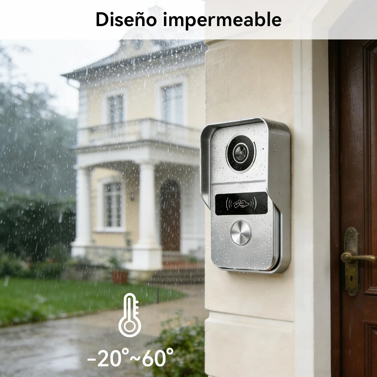 Videoportero Smartphone 2 Hilos, Timbre Video Mirilla y 7'' Pantalla Táctil, Visión Nocturna, Desbloqueo Remoto, Audio Bidireccionall para Chalet,casa, 2,4/5GHz, 1 cámara y 2 monitores