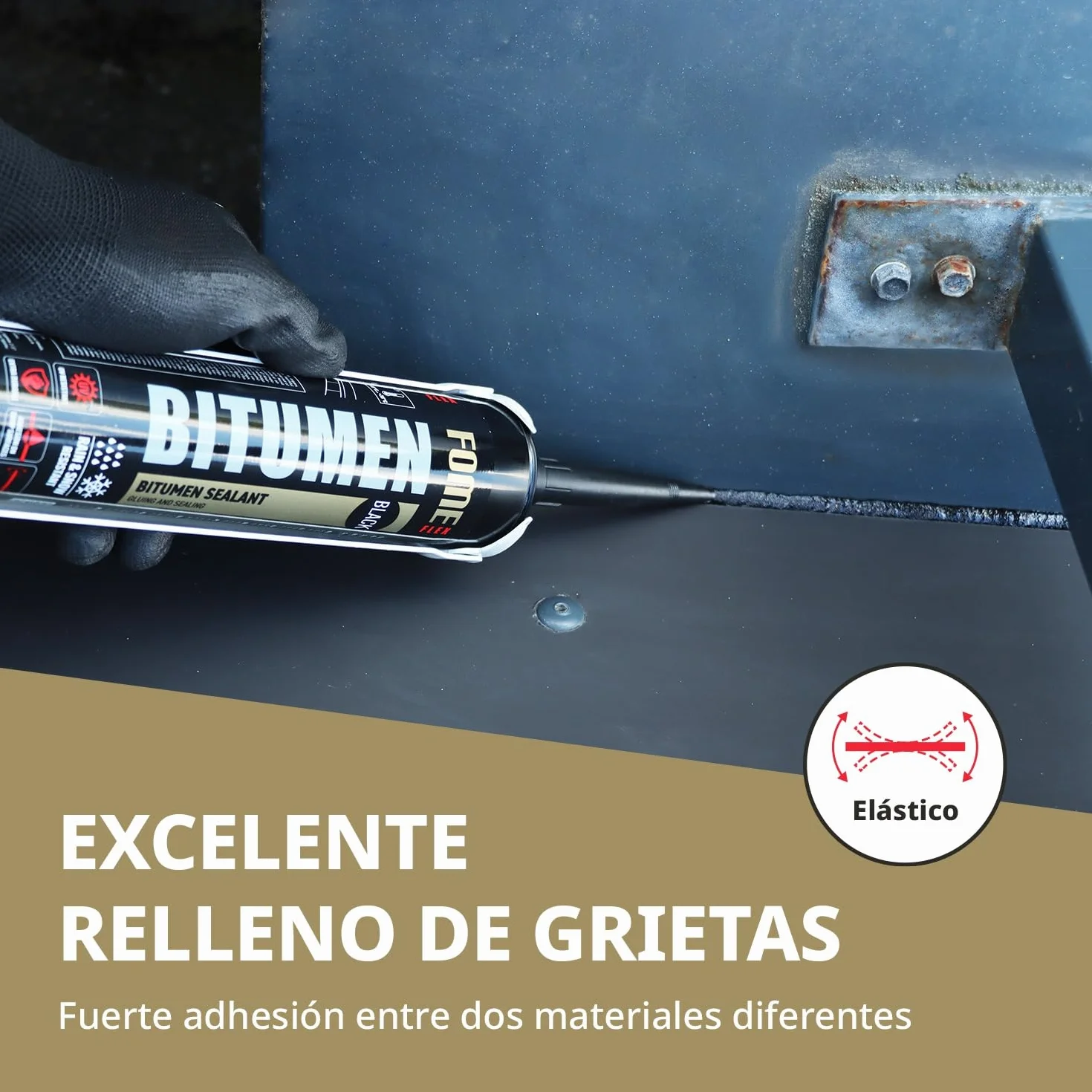 Sellador Bituminoso – Sella Filtraciones en Tejados y Canalones en Húmedo o Seco – Soporta de -50°C a +90°C – Se Adhiere a Betún, Cemento, Madera y Metal – 4 x 300 ml