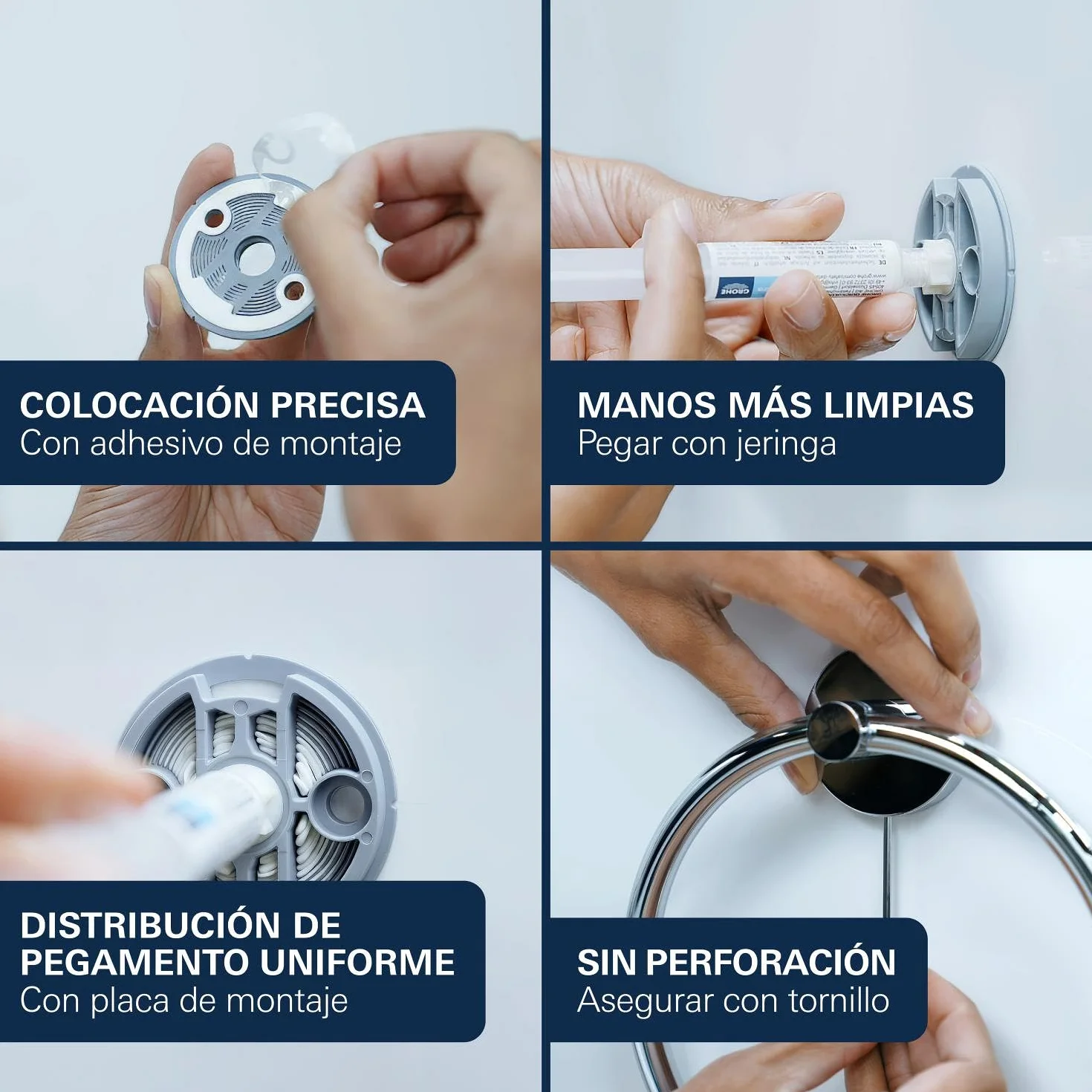 GROHE Start Cube QuickFix - Colgador de baño individual, cromo, para pegar (pegamento QuickGlue A1) o atornillar, ref. 40961000