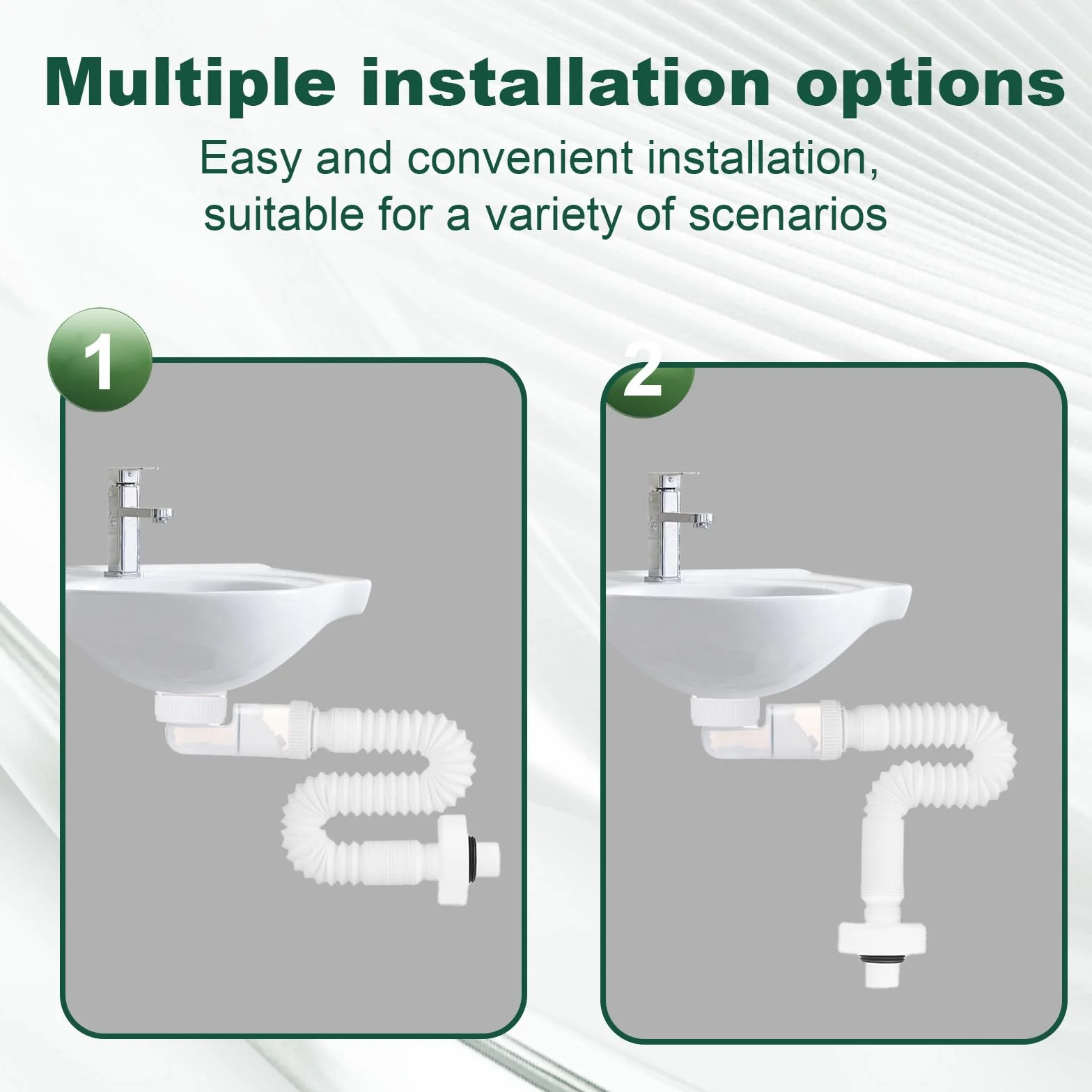SI SEN Desague Lavabo Reemplazable, Sifon Cocina Fregadero con Manguera de Drenaje Flexible