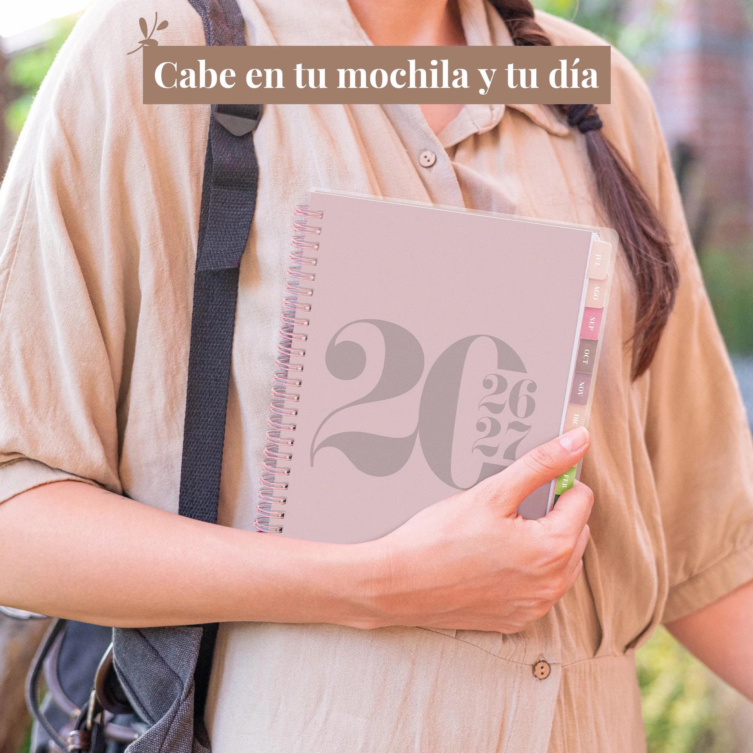 Agenda Escolar 2026–2027 Rileys, Planificador Diario Académica con Anillas, 20 × 15 cm Rosa Tipográfico